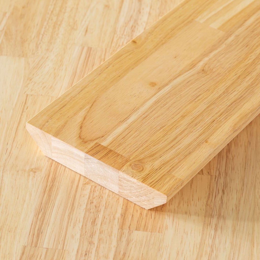 KANADEMONOのラバーウッドナチュラル天板にホワイトの鉄脚を合わせたBlock＆Tray配線孔付きスタンディングテーブル（ブロック）