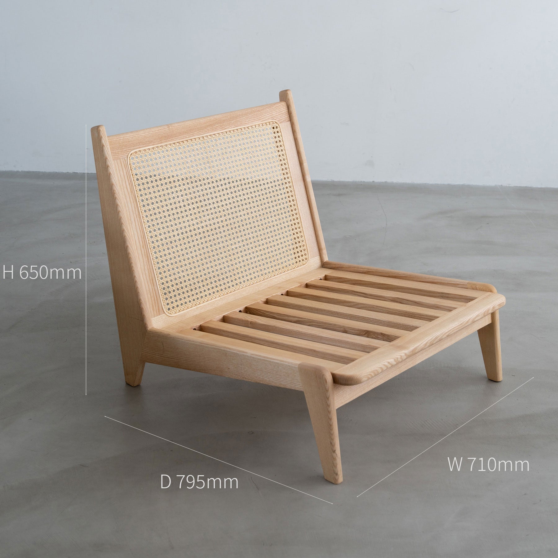 木製フレームの3人掛けソファ（サイズ画像２）