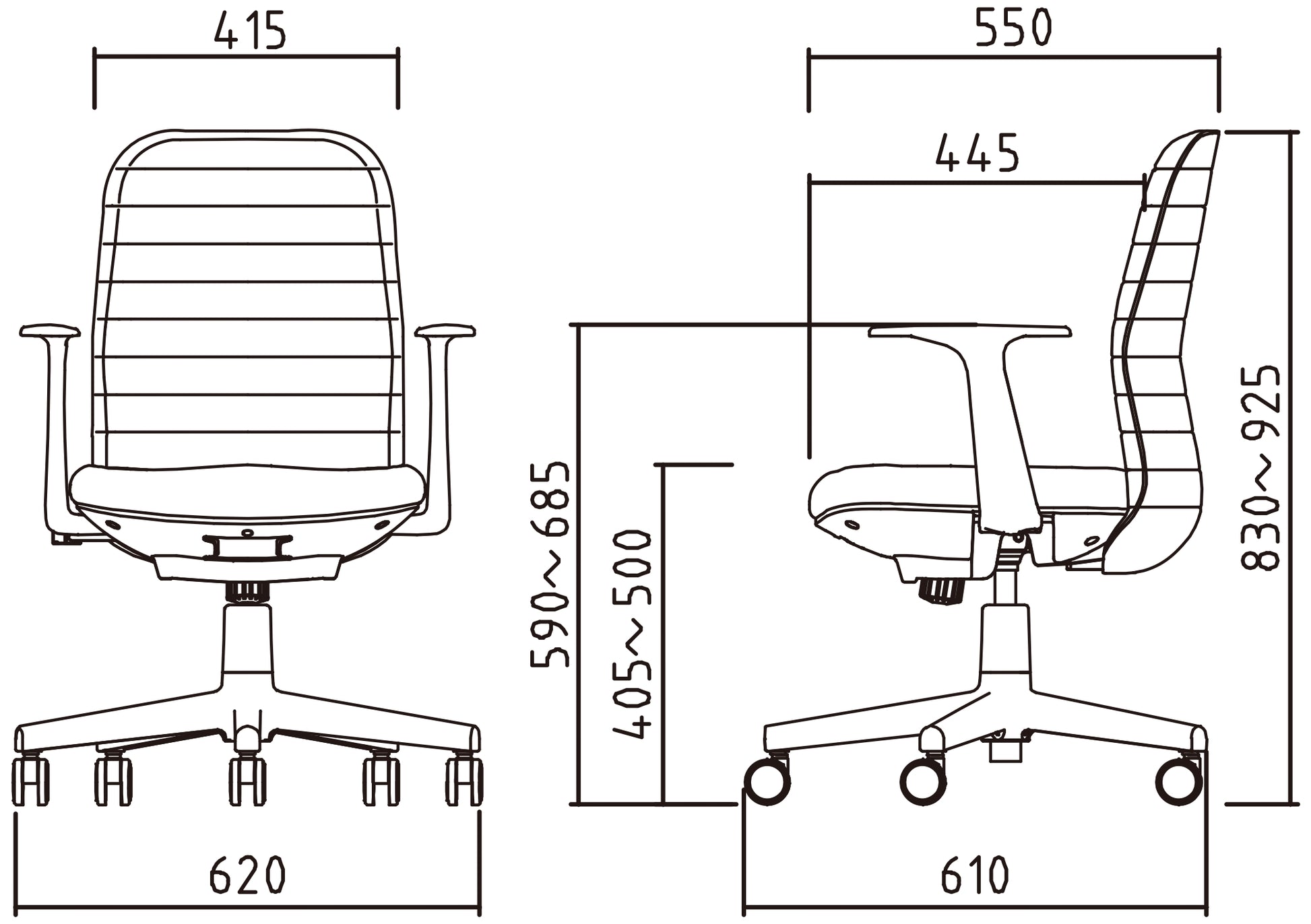 回転イス《LIMINA》ファブリックタイプ 肘付 LM-45M1-FBK-04-OBP、LM-45M1-FBK-06-OBP、LM-45M1-FBK-24-OBP