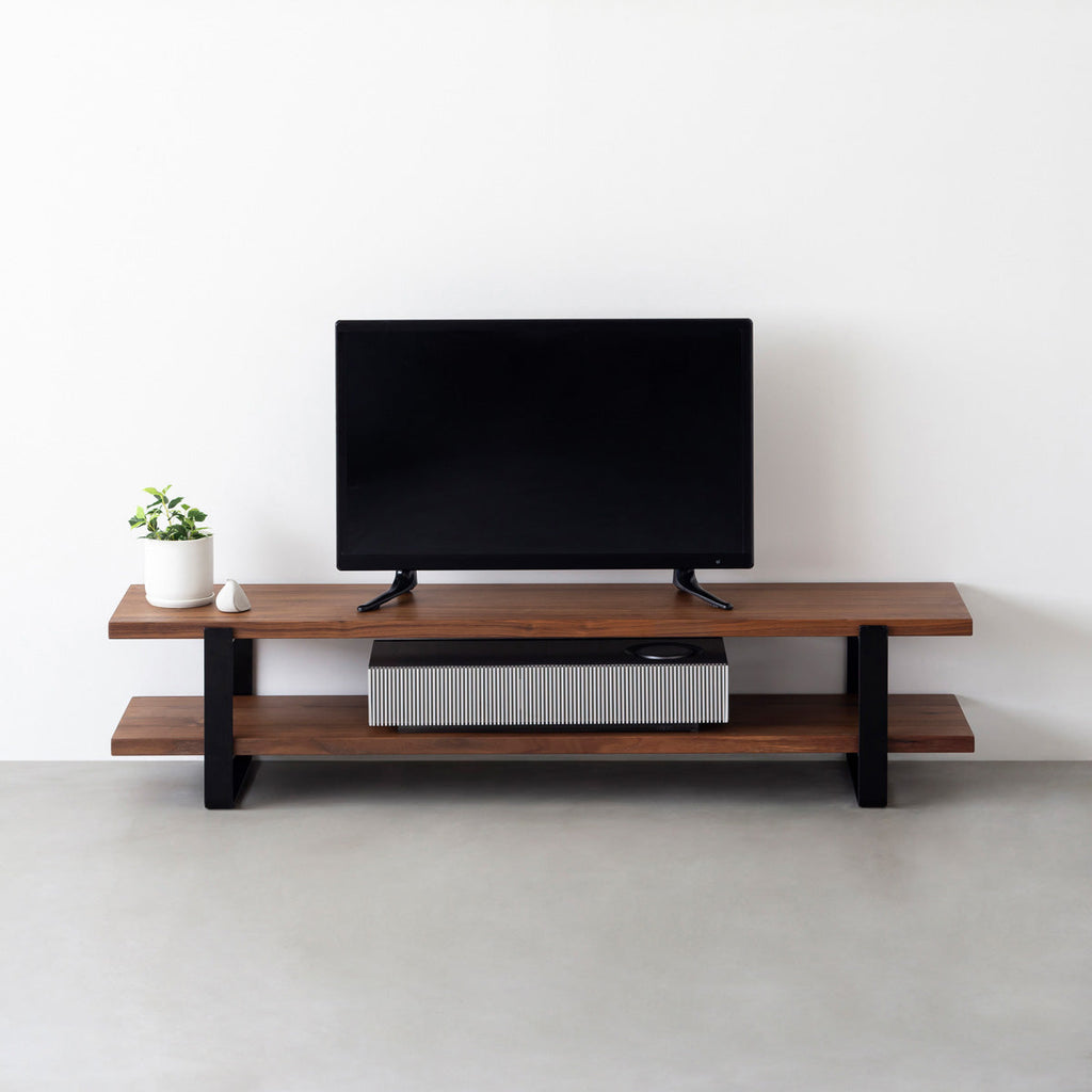 スマート造作テレビボード / 無垢 ウォルナット × 黒スチール脚