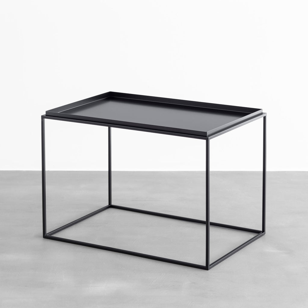 かなでものの天板が取り外せるブラックスチールのシャープなサイドテーブルL(斜めからのアングル)