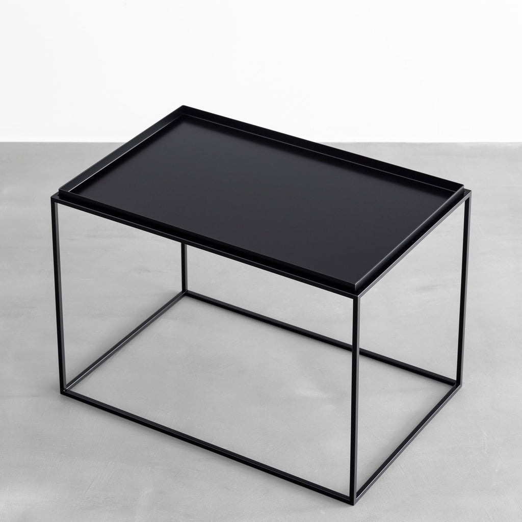 かなでものの天板が取り外せるブラックスチールのシャープなサイドテーブルL (上からのアングル)