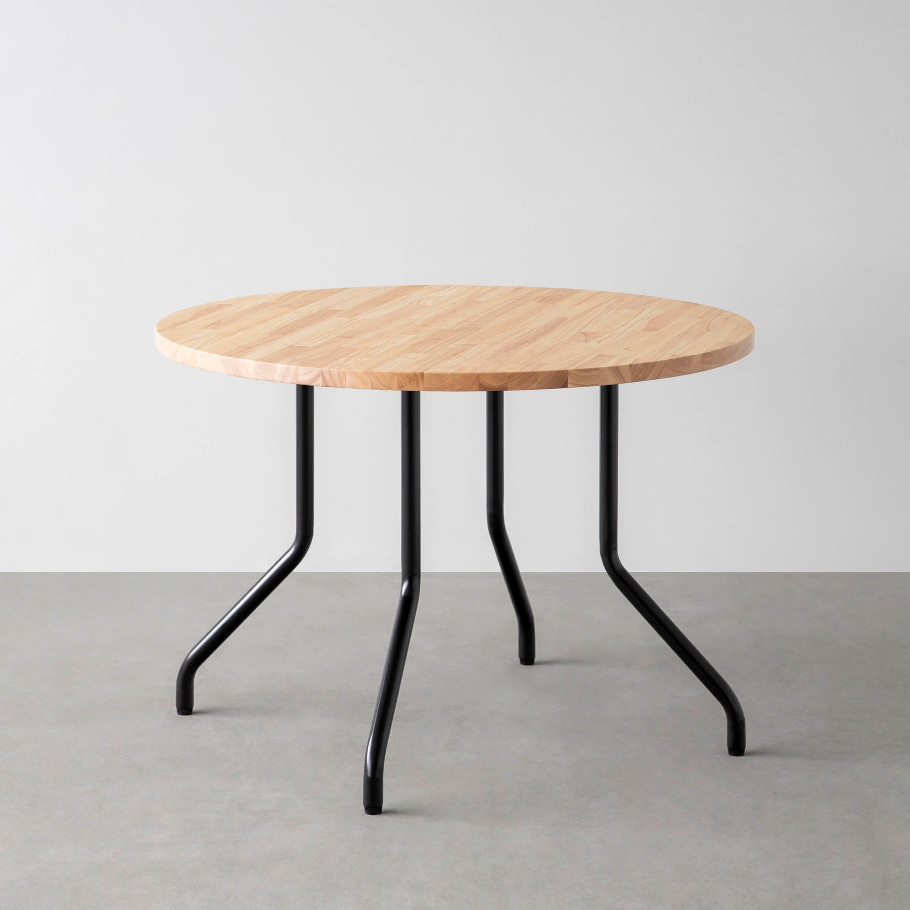 スマート造作カフェテーブル / ラバーウッド　黒スチール脚 4本脚 × ラウンド φ81 - 100