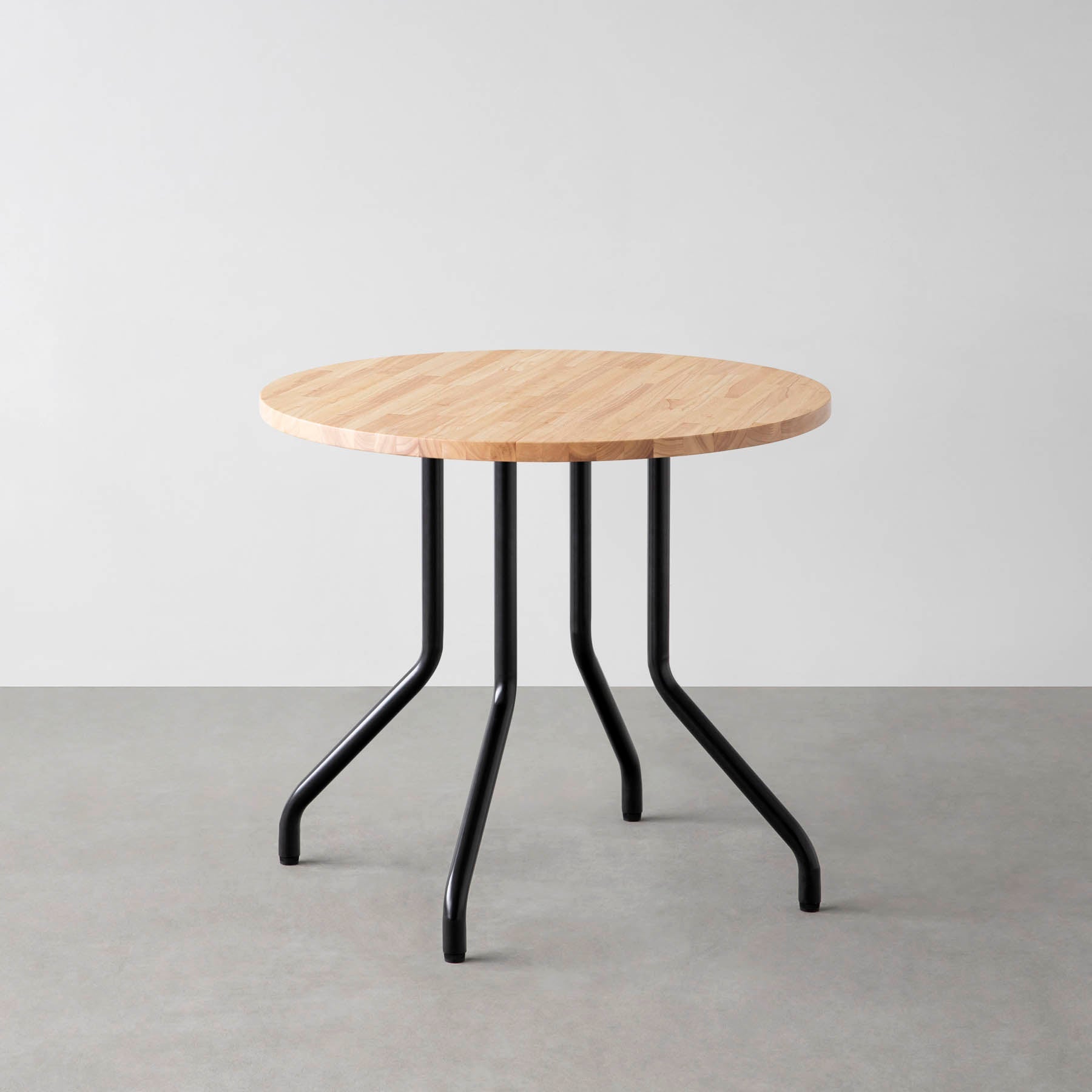 スマート造作カフェテーブル / ラバーウッド　黒スチール脚 4本脚 × ラウンド φ61 - 80