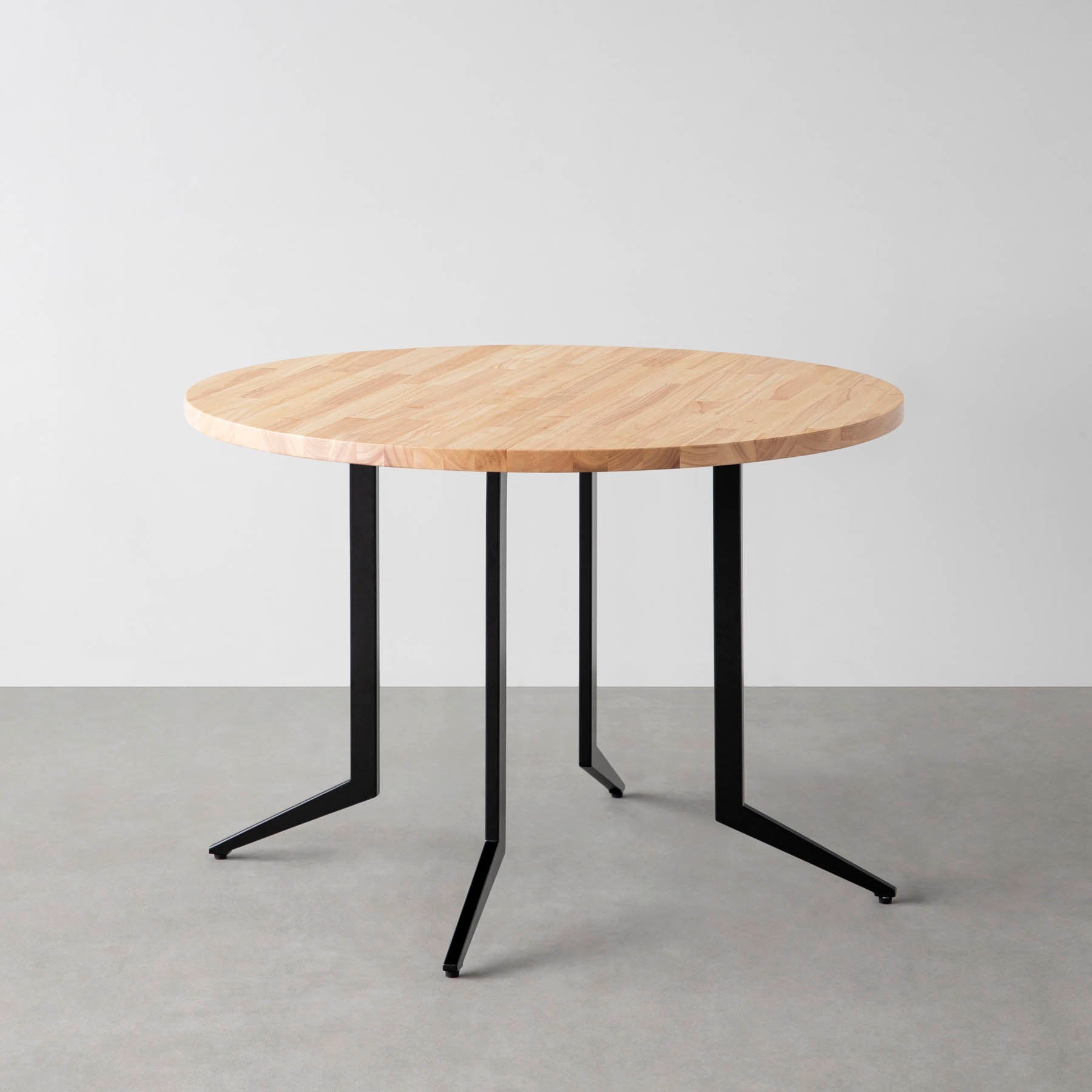 スマート造作カフェテーブル / ラバーウッド　黒スチール脚 4本脚 × ラウンド φ81 - 100