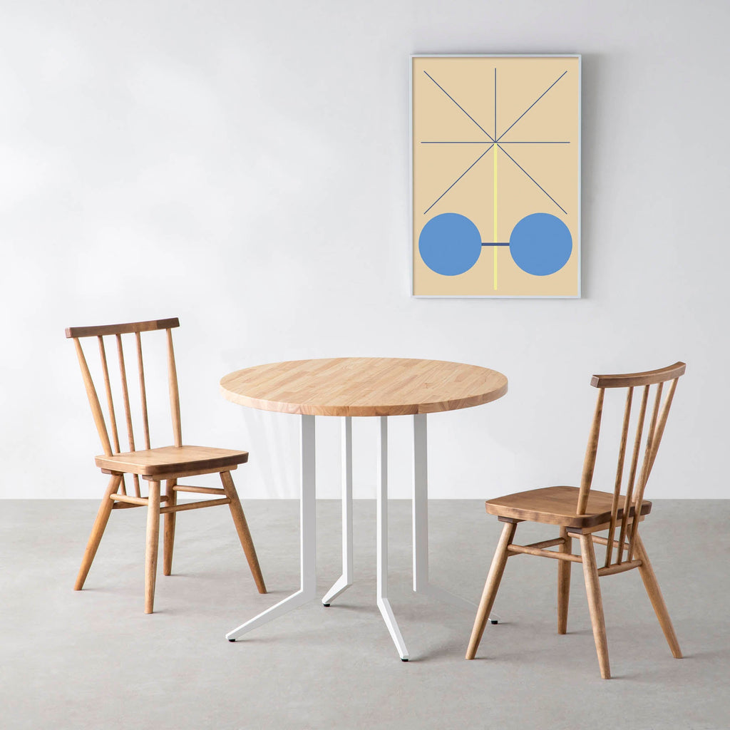 スマート造作カフェテーブル / ラバーウッド　白スチール脚 4本脚 × ラウンド φ61 - 80