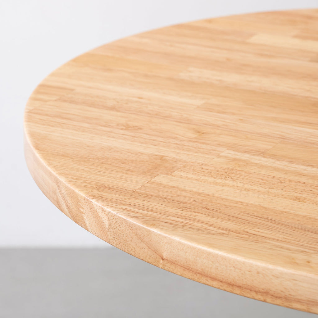 スマート造作カフェテーブル / ラバーウッド　黒スチール脚 4本脚 × ラウンド φ61 - 80