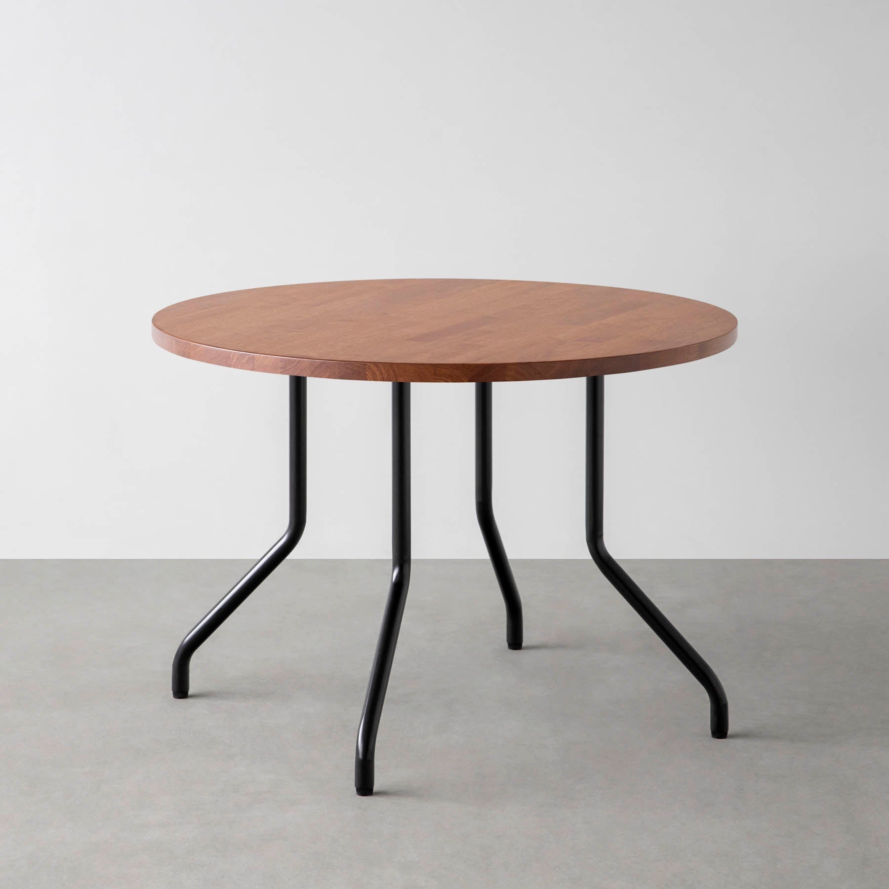 スマート造作カフェテーブル / ラバーウッド　黒スチール脚 4本脚 × ラウンド φ81 - 100