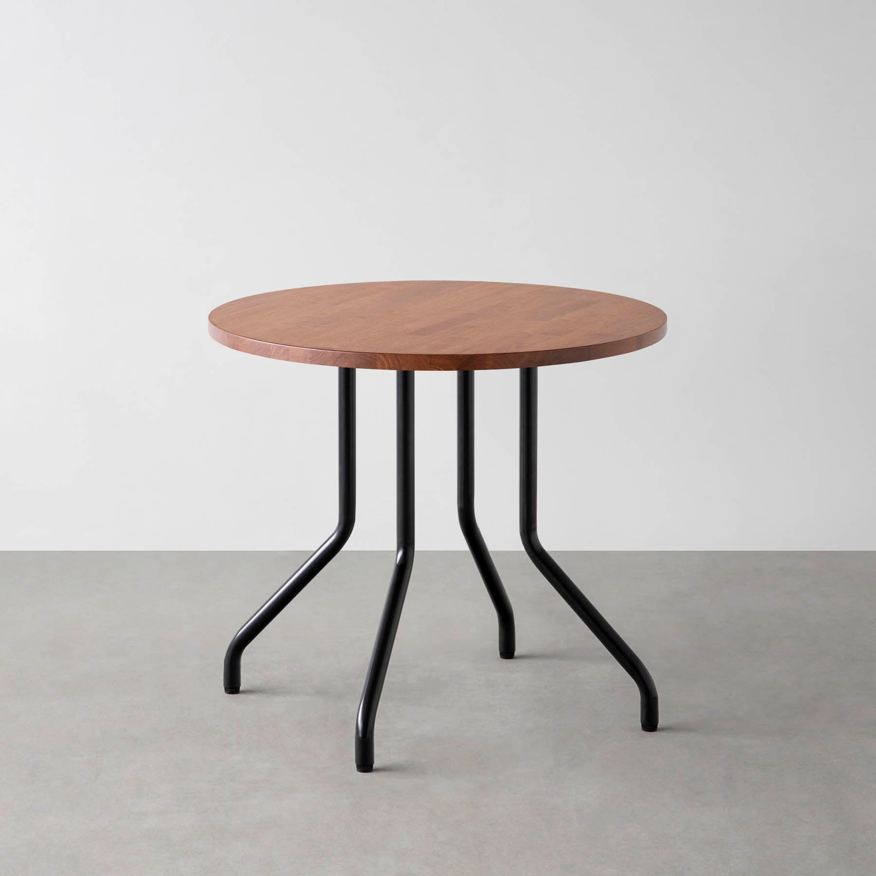 スマート造作カフェテーブル / ラバーウッド　黒スチール脚 4本脚 × ラウンド φ61 - 80