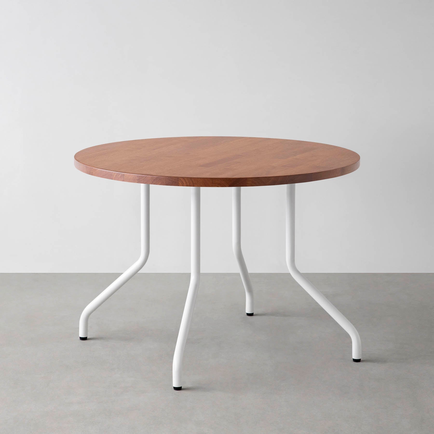 スマート造作カフェテーブル / ラバーウッド　白スチール脚 4本脚 × ラウンド φ81 - 100