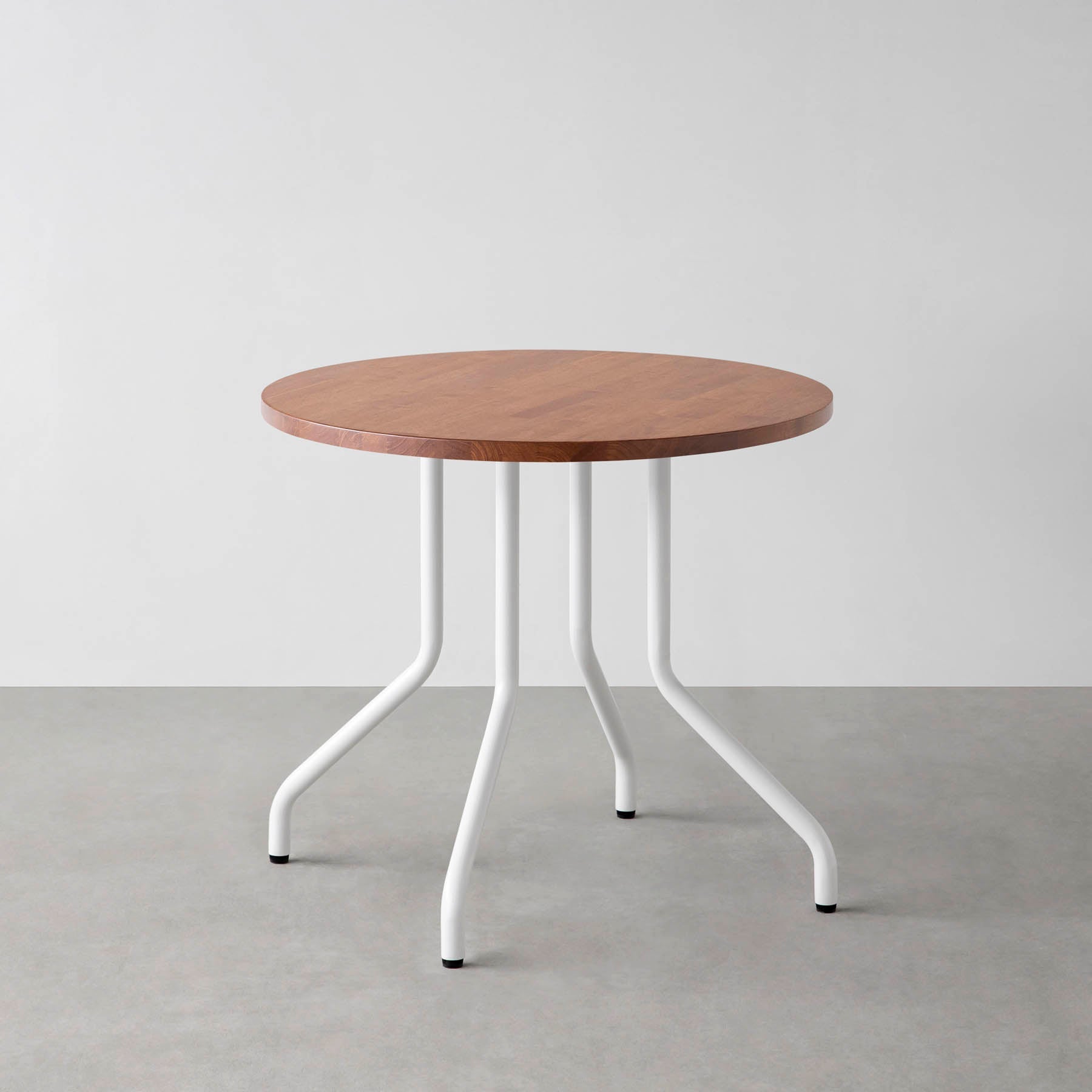 スマート造作カフェテーブル / ラバーウッド　白スチール脚 4本脚 × ラウンド φ61 - 80