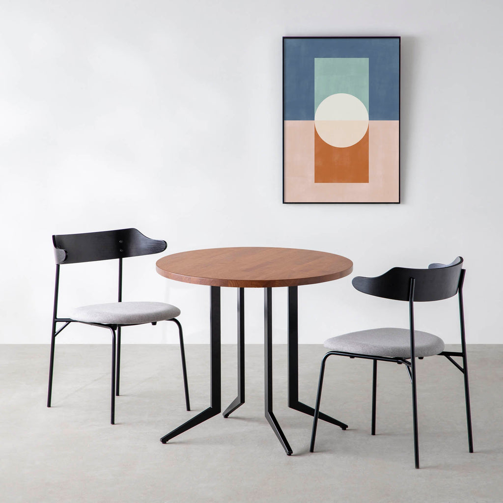 スマート造作カフェテーブル / ラバーウッド　黒スチール脚 4本脚 × ラウンド φ61 - 80