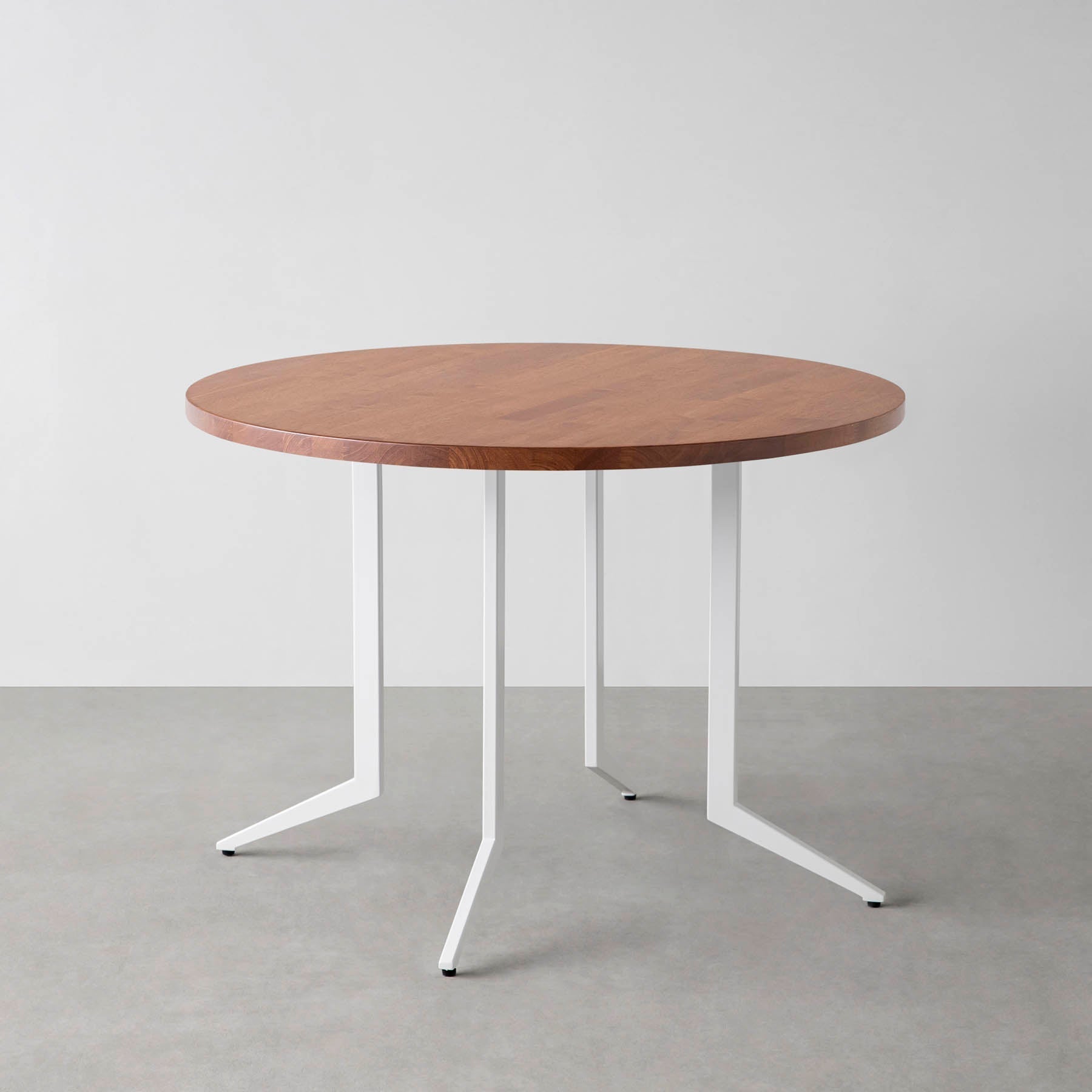 スマート造作カフェテーブル / ラバーウッド　白スチール脚 4本脚 × ラウンド φ81 - 100