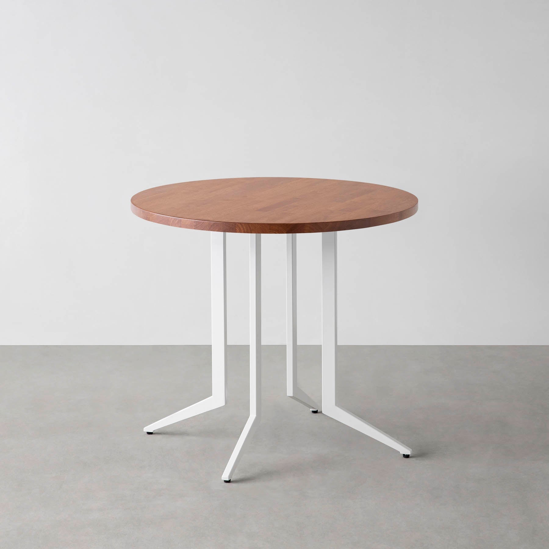 スマート造作カフェテーブル / ラバーウッド　白スチール脚 4本脚 × ラウンド φ61 - 80