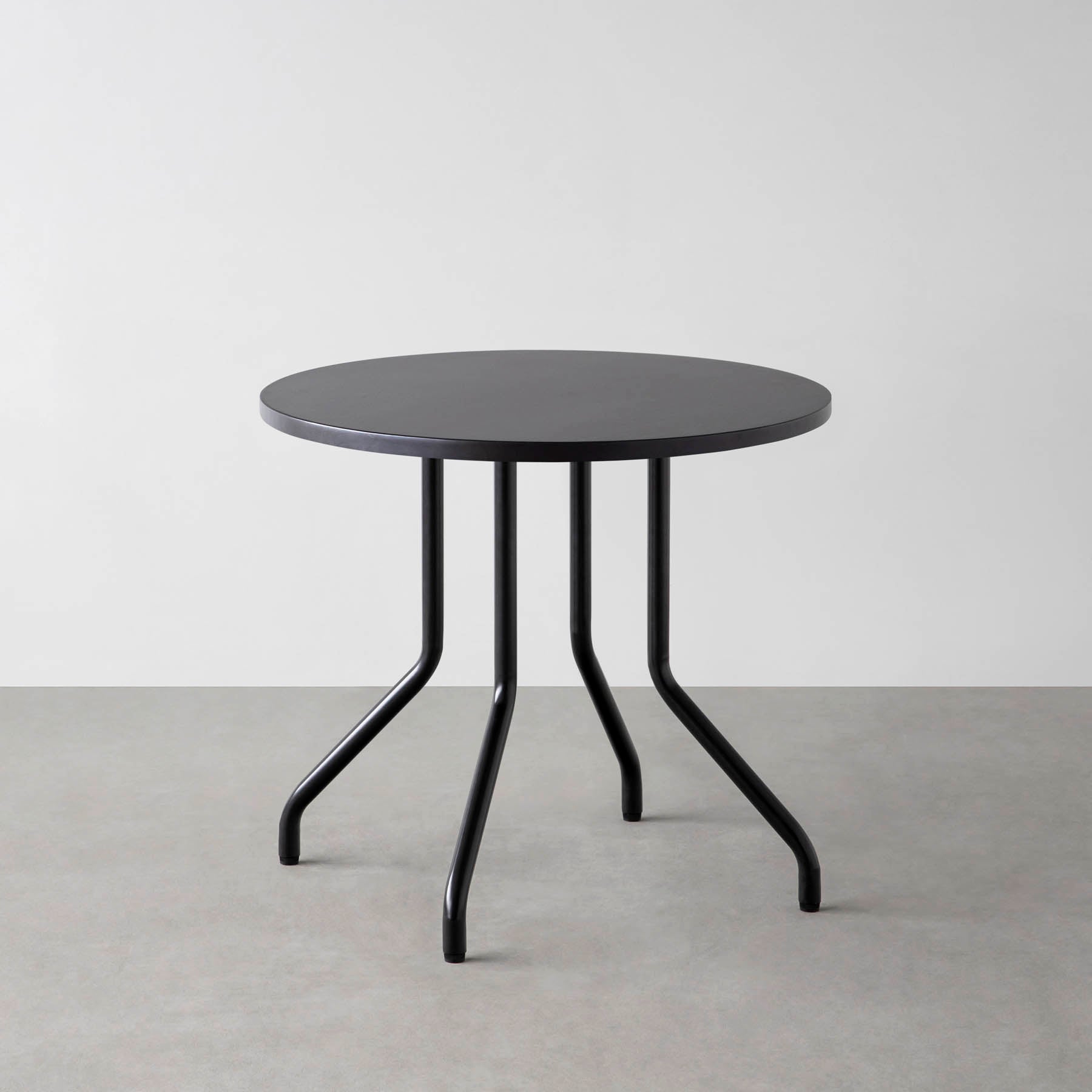 スマート造作カフェテーブル / ラバーウッド　黒スチール脚 4本脚 × ラウンド φ61 - 80