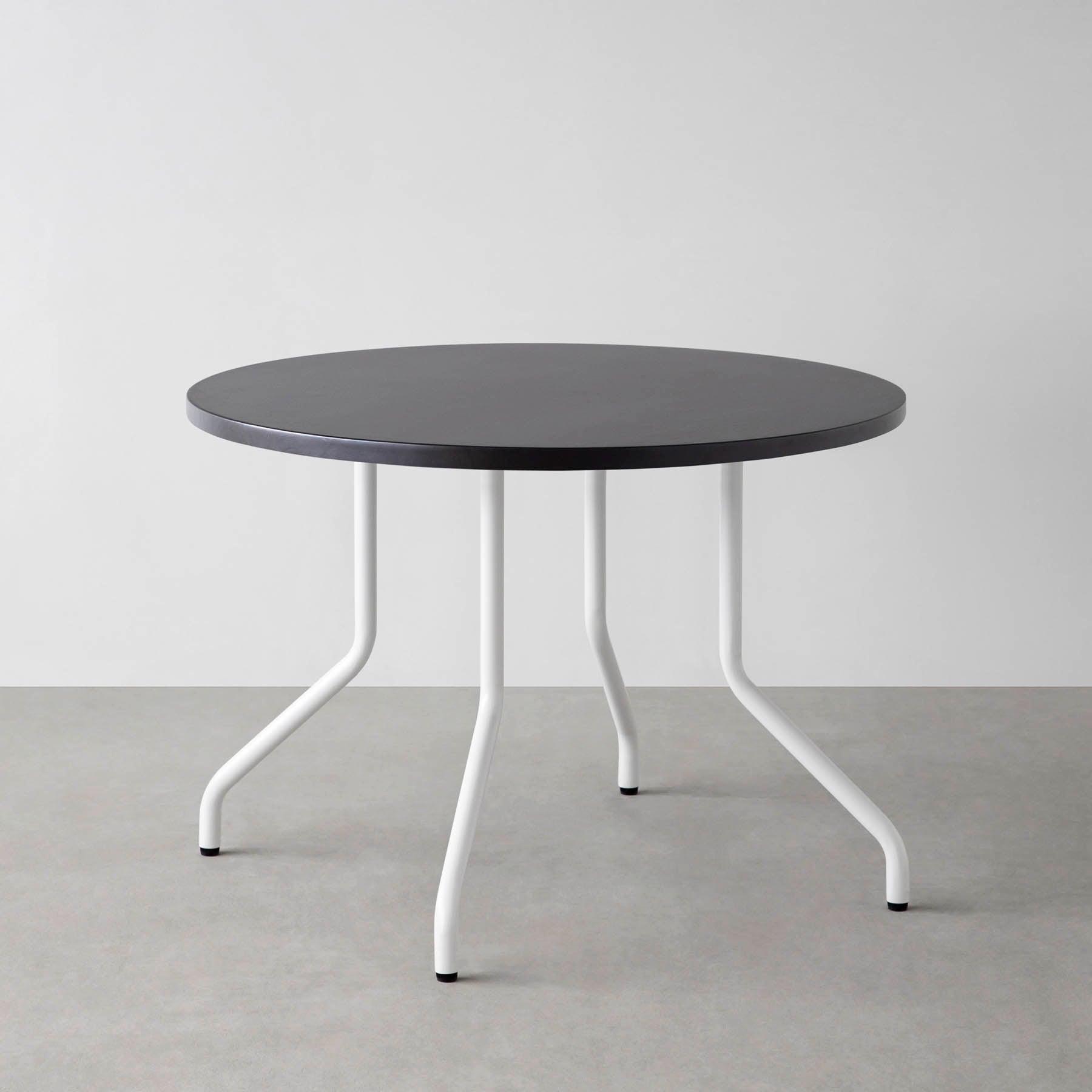 スマート造作カフェテーブル / ラバーウッド　白スチール脚 4本脚 × ラウンド φ81 - 100