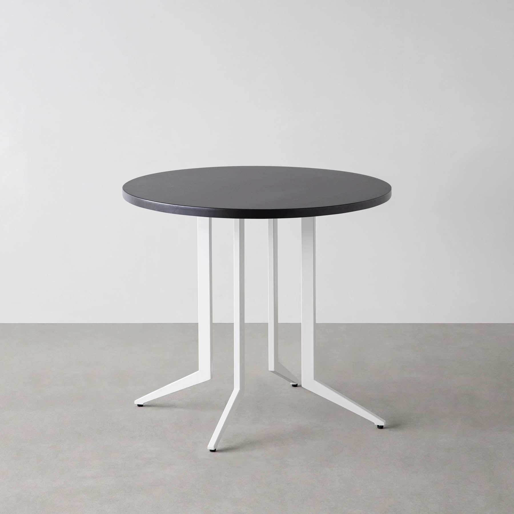 スマート造作カフェテーブル / ラバーウッド　白スチール脚 4本脚 × ラウンド φ61 - 80