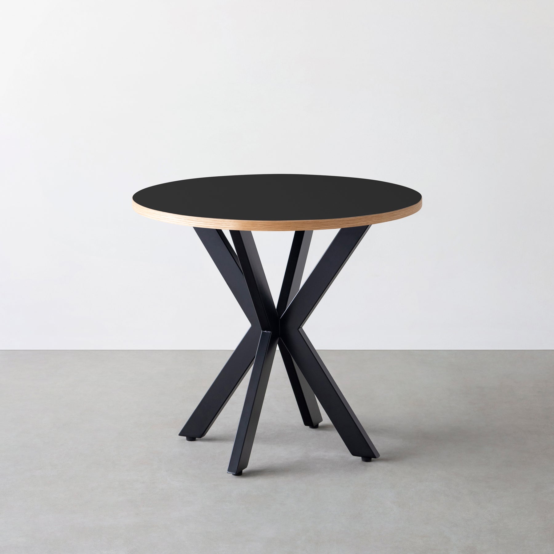 スマート造作カフェテーブル / リノリウム 全32色　黒スチール脚 カフェX × ラウンド φ71 - 80