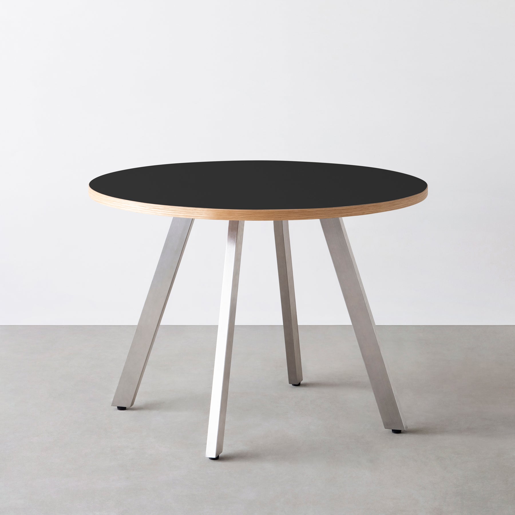 スマート造作カフェテーブル / リノリウム 全32色　ステンレススチール脚 4本脚 × ラウンド φ81 - 100