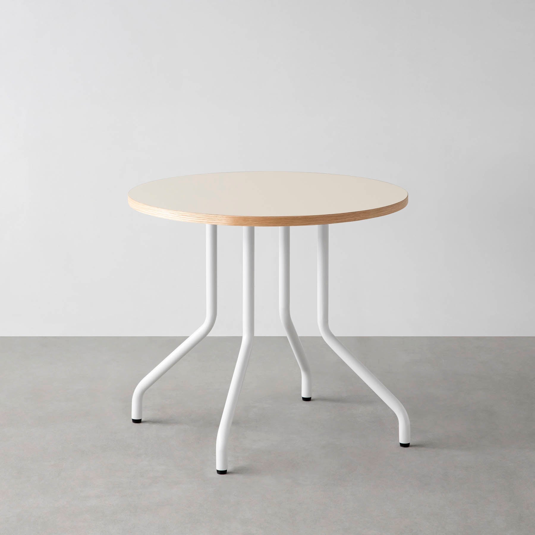 スマート造作カフェテーブル / リノリウム 全32色　白スチール脚 4本脚 × ラウンド φ61 - 80