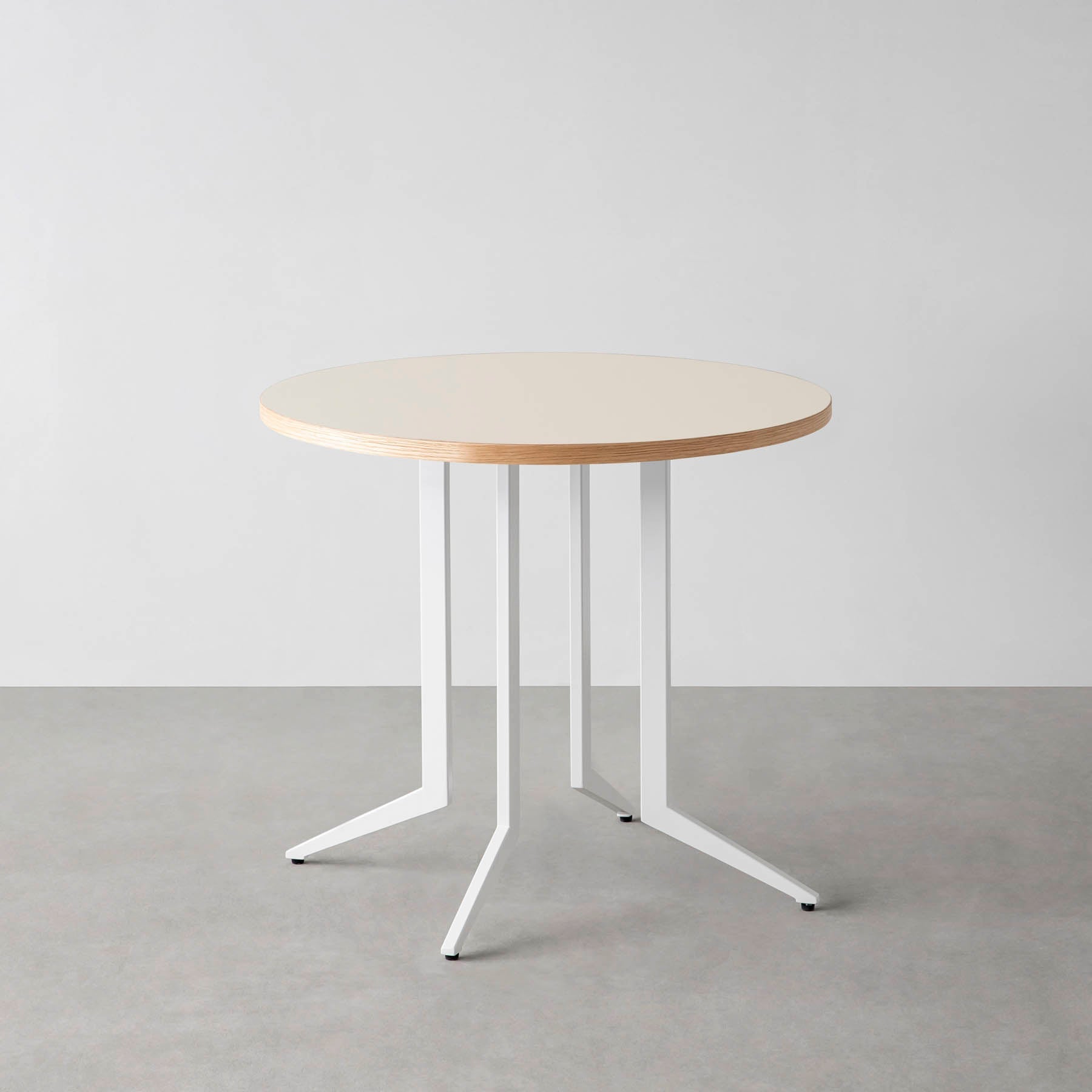 スマート造作カフェテーブル / リノリウム 全32色　白スチール脚 4本脚 × ラウンド φ61 - 80