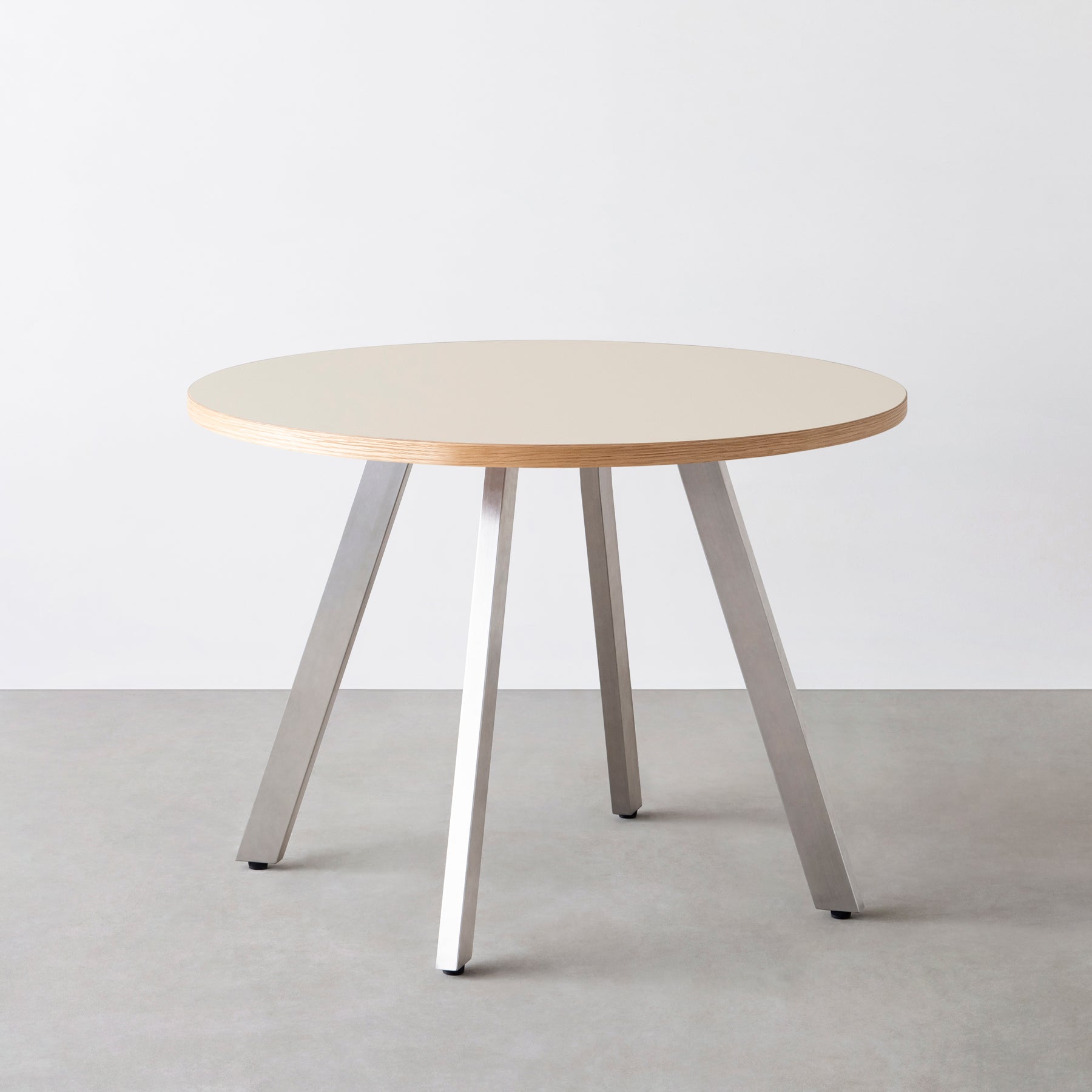 スマート造作カフェテーブル / リノリウム 全32色　ステンレススチール脚 4本脚 × ラウンド φ81 - 100