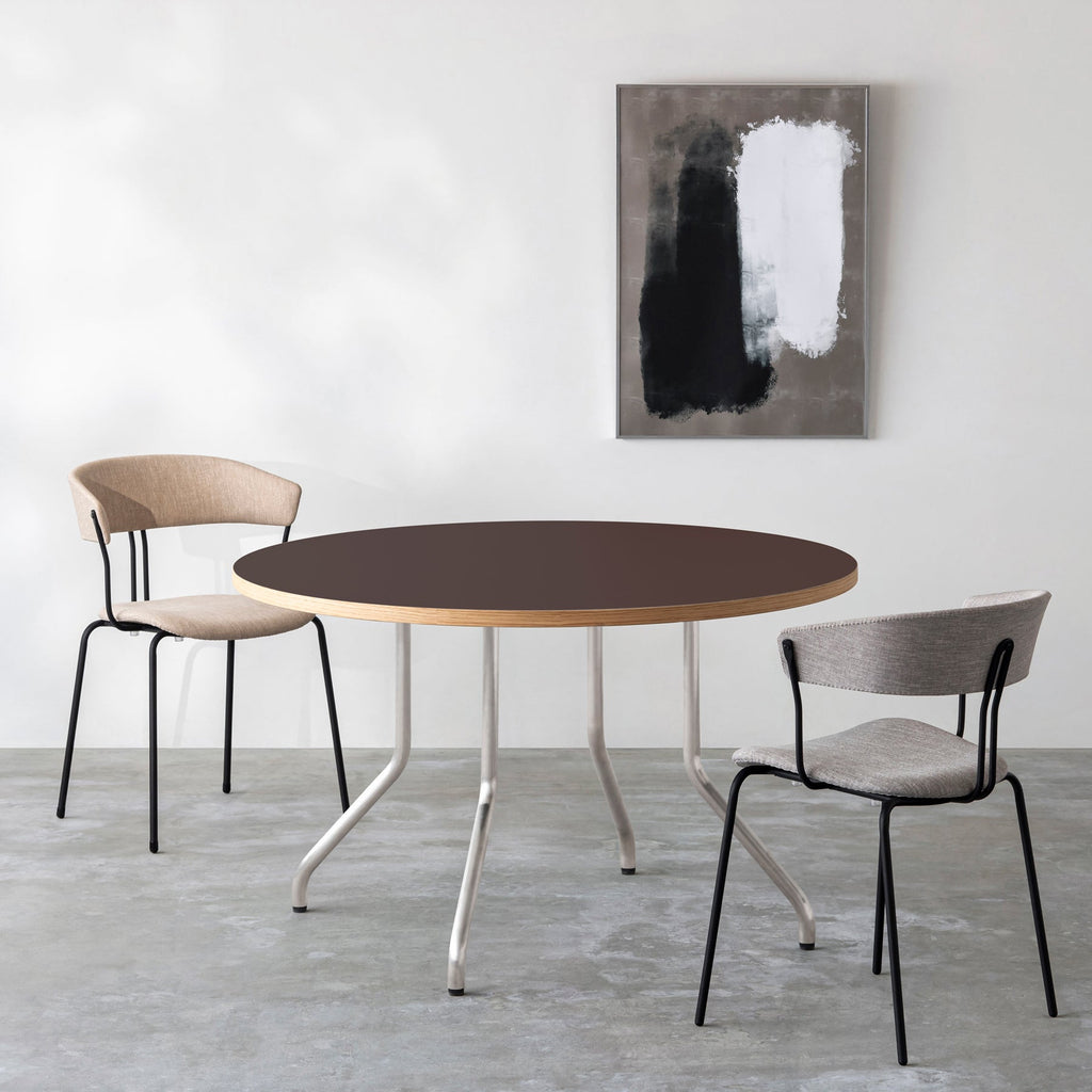 THE CAFE TABLE / リノリウム 全32色　Stainless 4本脚 × ラウンド φ101 - 120
