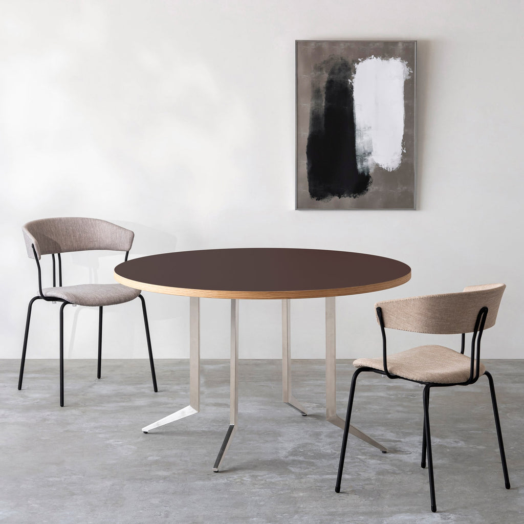 THE CAFE TABLE / リノリウム 全32色　Stainless 4本脚 × ラウンド φ101 - 120