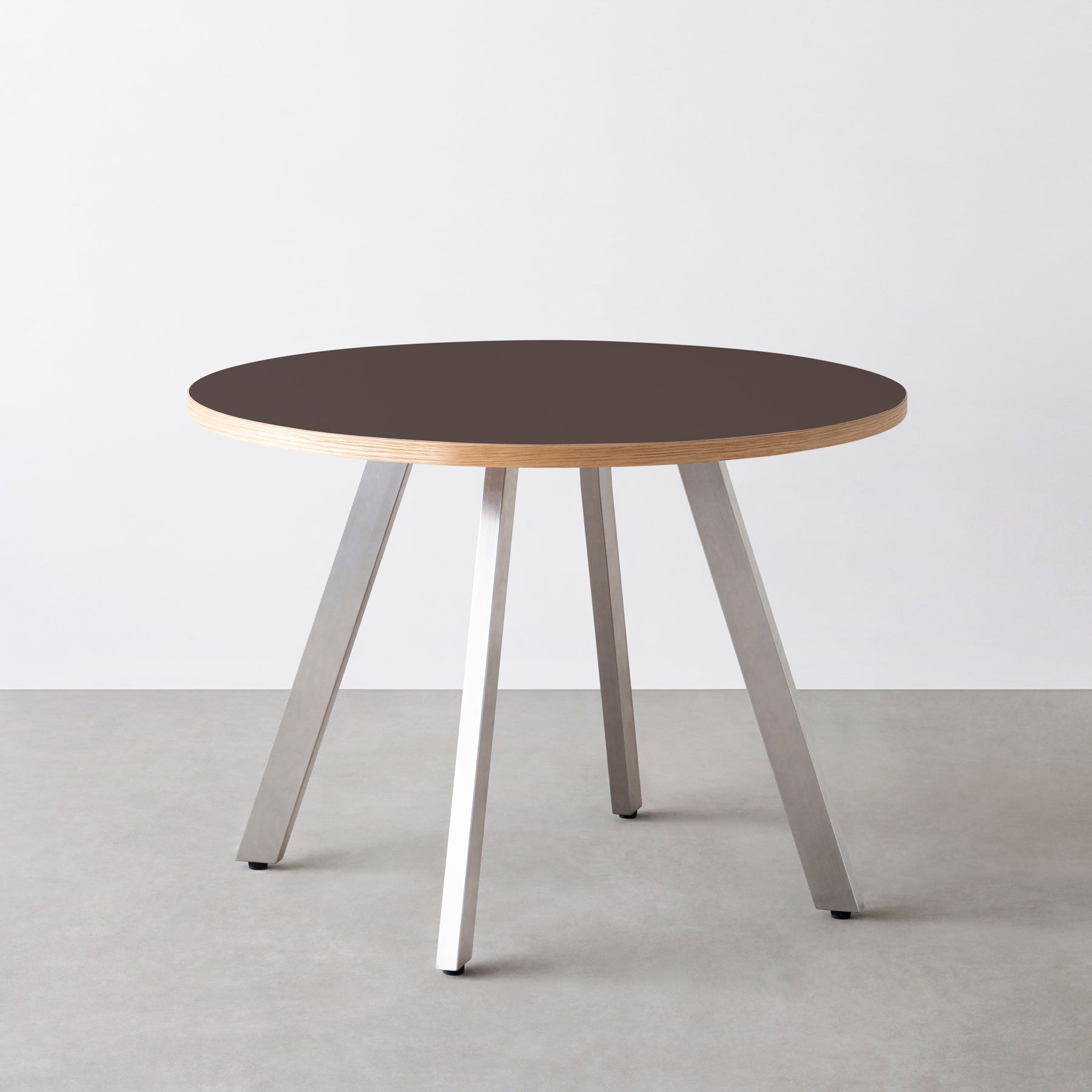 スマート造作カフェテーブル / リノリウム 全32色　ステンレススチール脚 4本脚 × ラウンド φ81 - 100