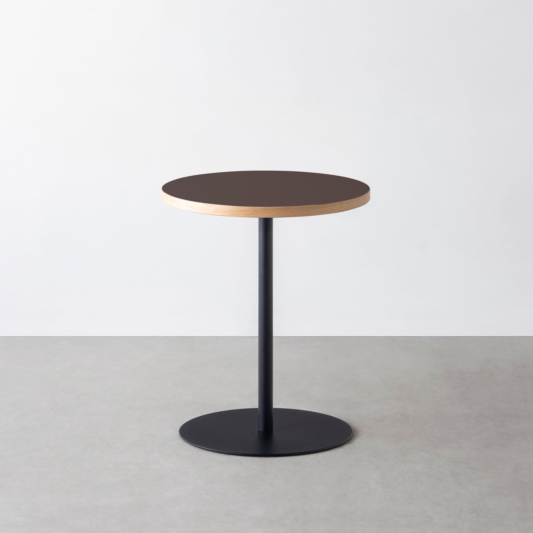 スマート造作カフェテーブル / リノリウム 全32色　黒スチール脚 1本脚 × ラウンド φ50 - 60