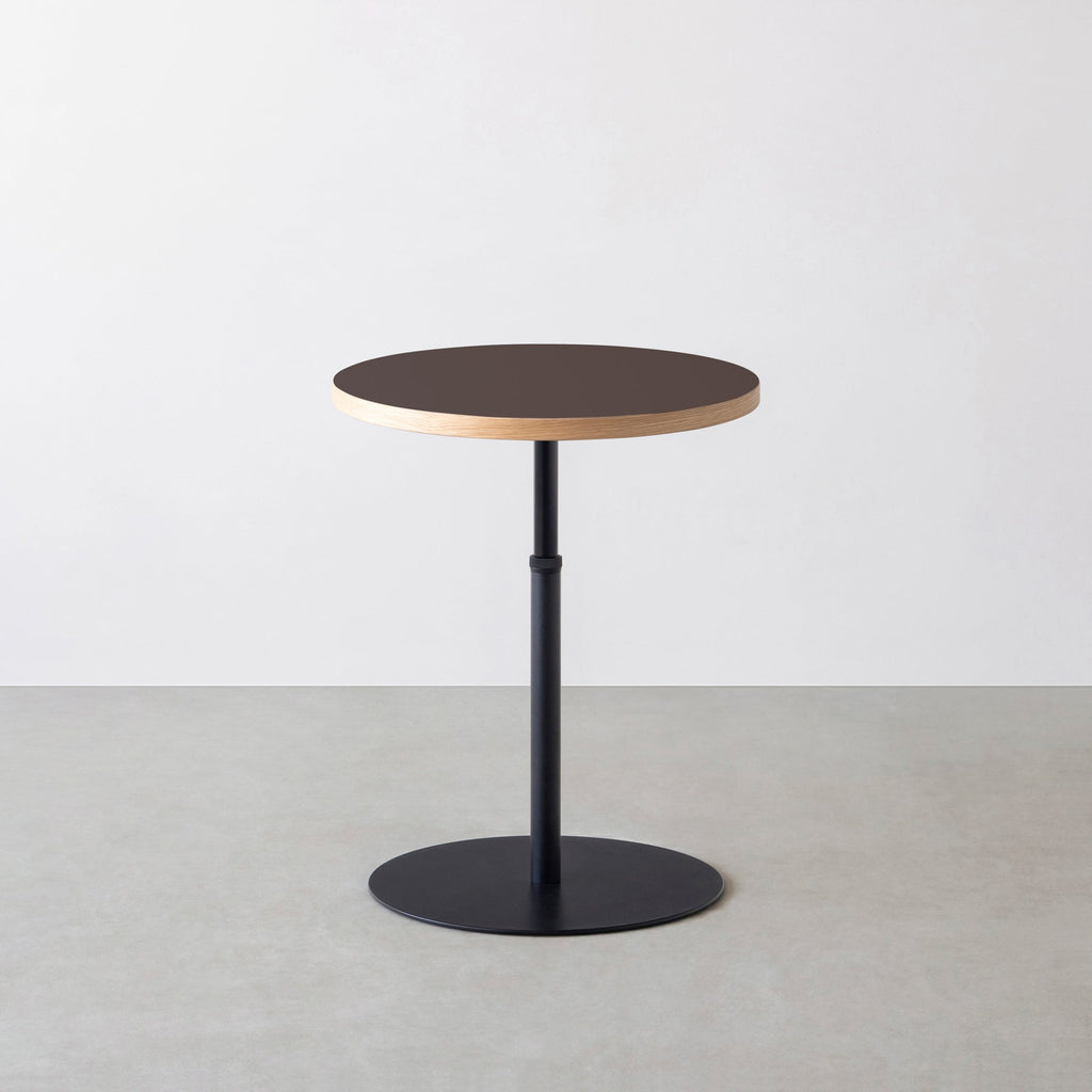 スマート造作カフェテーブル / リノリウム 全32色　黒スチール脚 1本脚 × ラウンド φ50 - 60