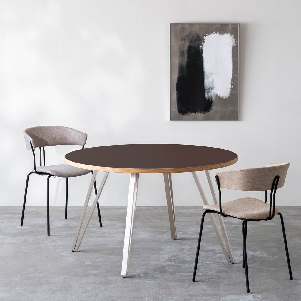 THE CAFE TABLE / リノリウム 全32色　Stainless 4本脚 × ラウンド φ101 - 120