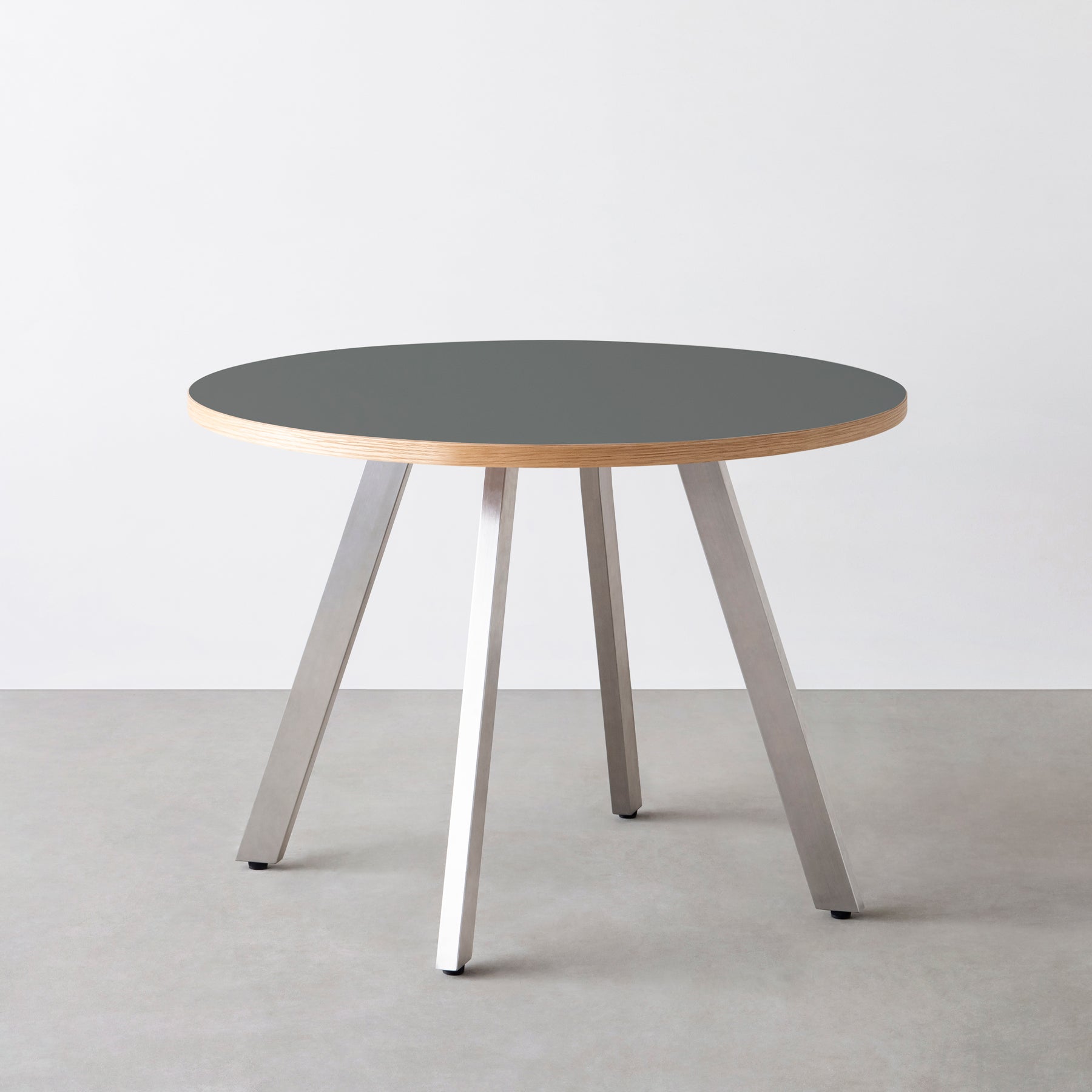 スマート造作カフェテーブル / リノリウム 全32色　ステンレススチール脚 4本脚 × ラウンド φ81 - 100