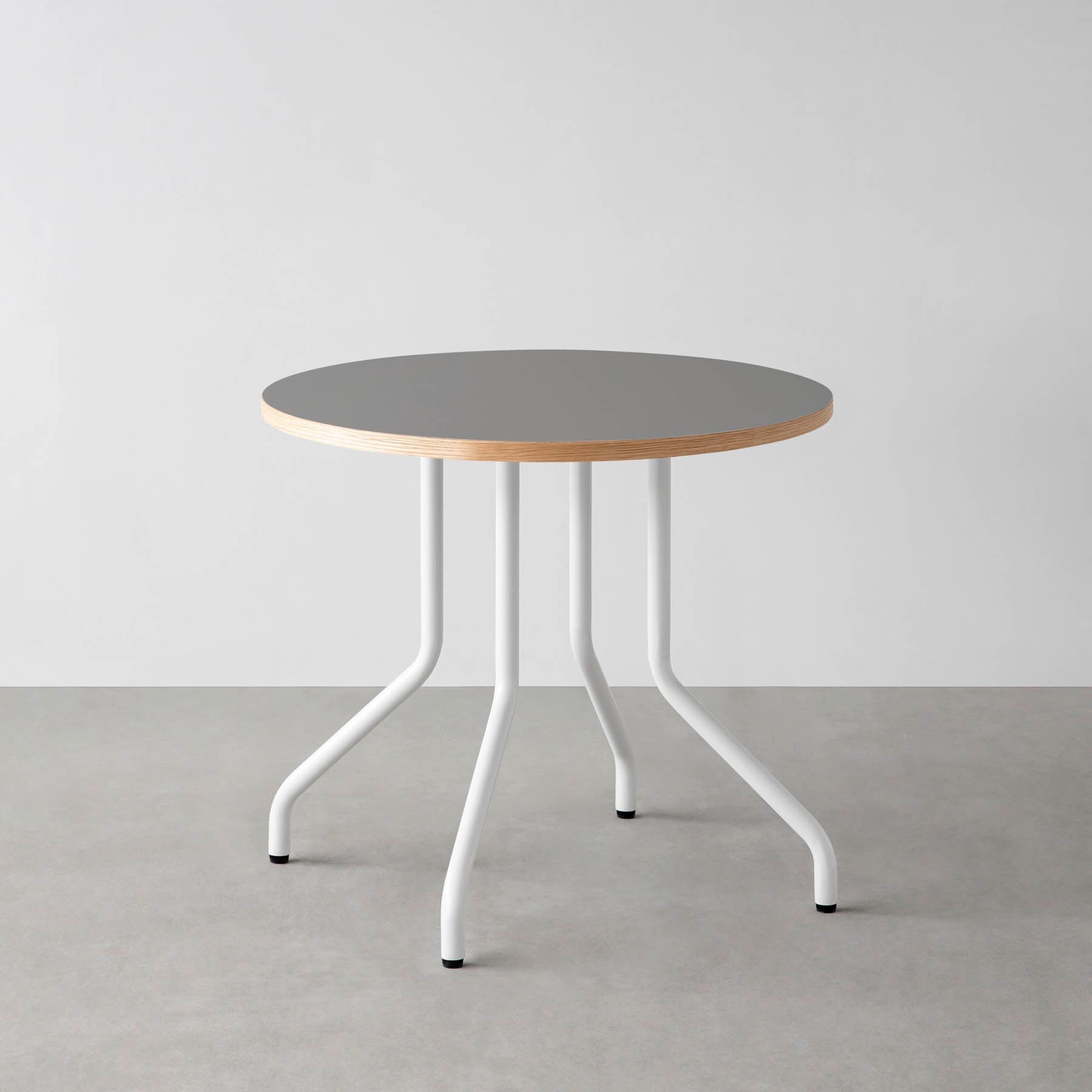 スマート造作カフェテーブル / リノリウム 全32色　白スチール脚 4本脚 × ラウンド φ61 - 80