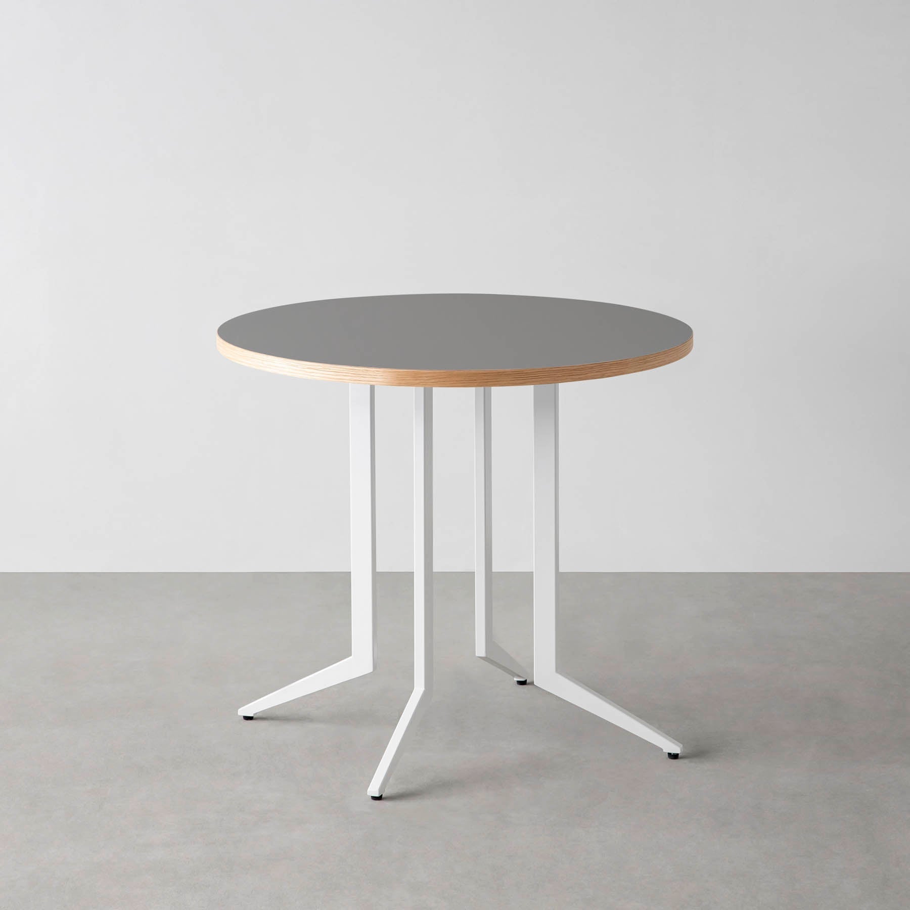 スマート造作カフェテーブル / リノリウム 全32色　白スチール脚 4本脚 × ラウンド φ61 - 80