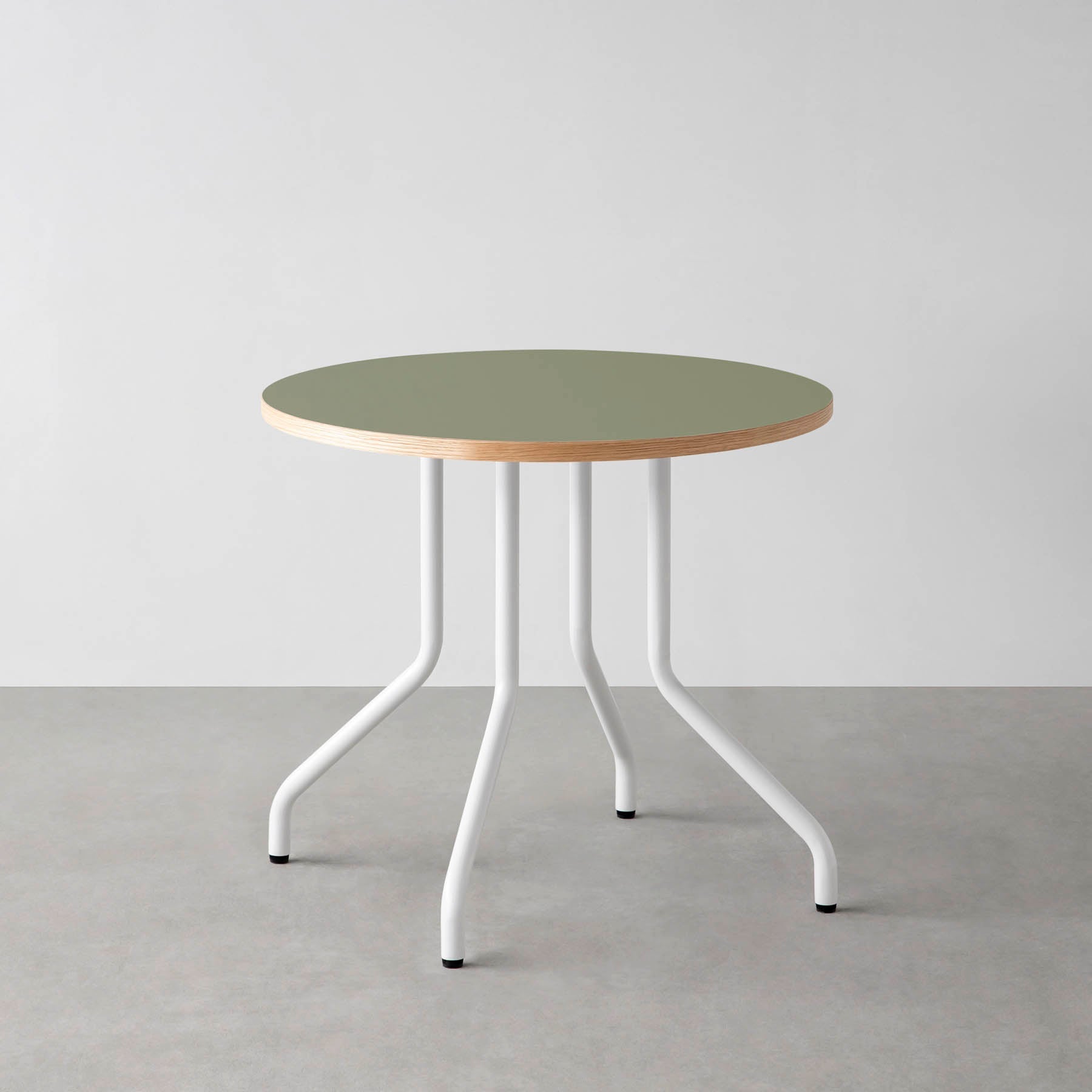 スマート造作カフェテーブル / リノリウム 全32色　白スチール脚 4本脚 × ラウンド φ61 - 80