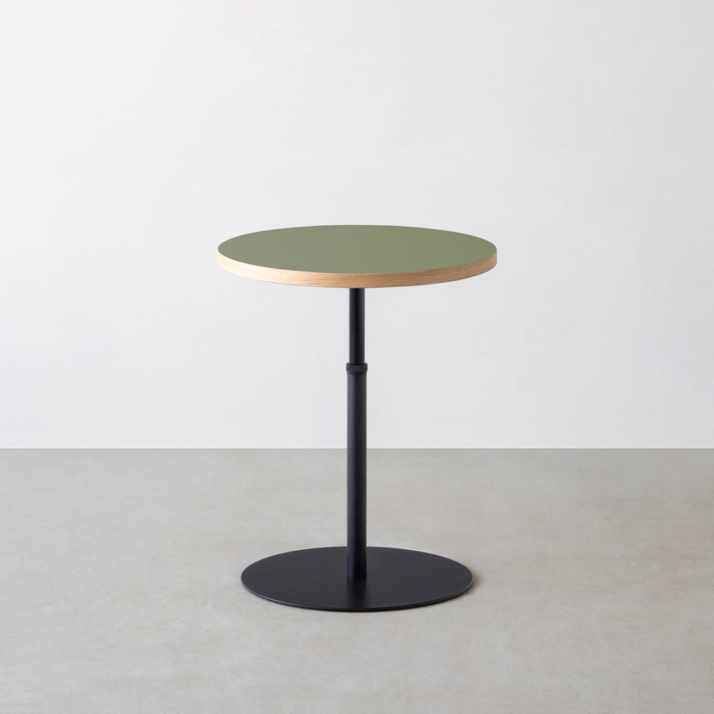 スマート造作カフェテーブル / リノリウム 全32色　黒スチール脚 1本脚 × ラウンド φ50 - 60