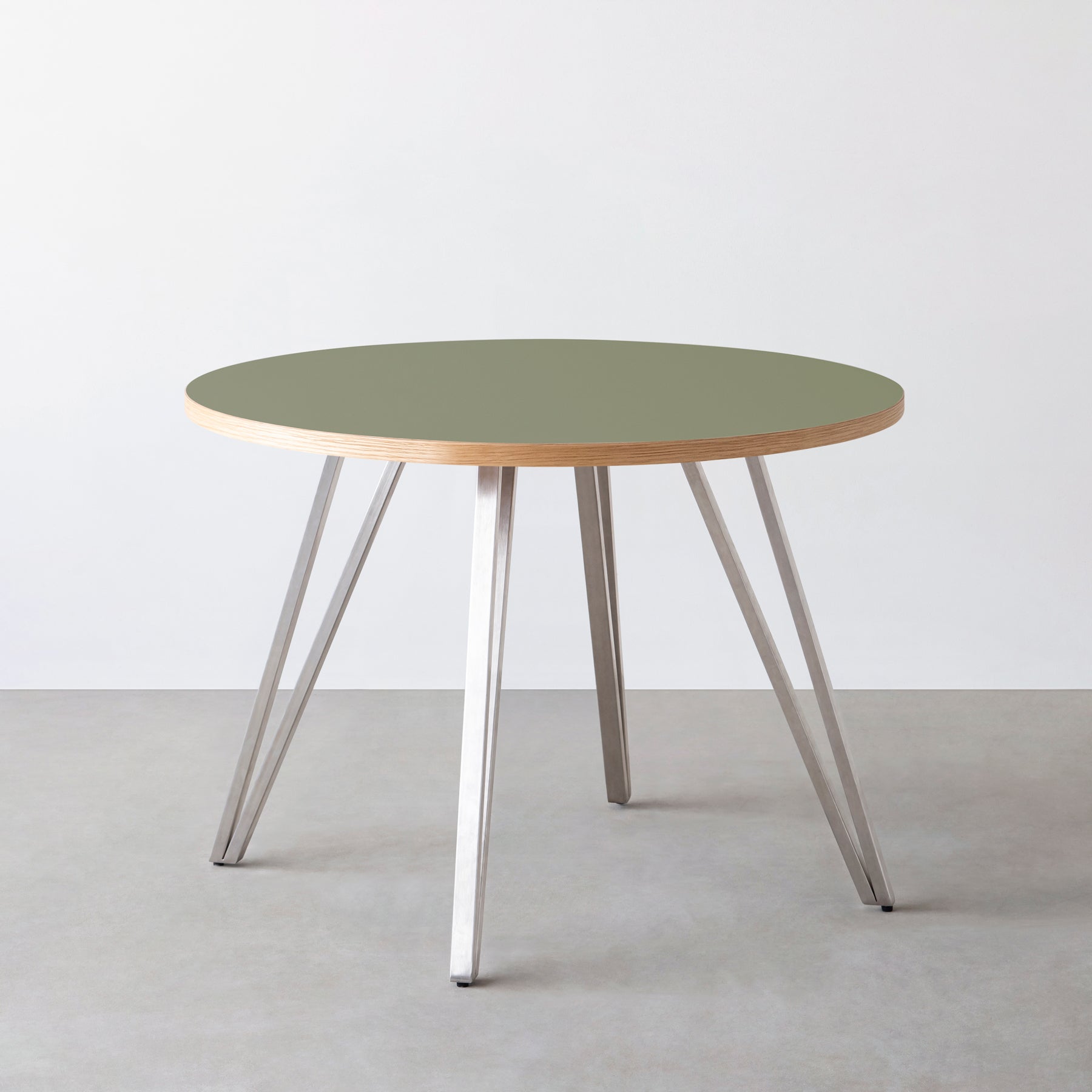 スマート造作カフェテーブル / リノリウム 全32色　ステンレススチール脚 4本脚 × ラウンド φ81 - 100