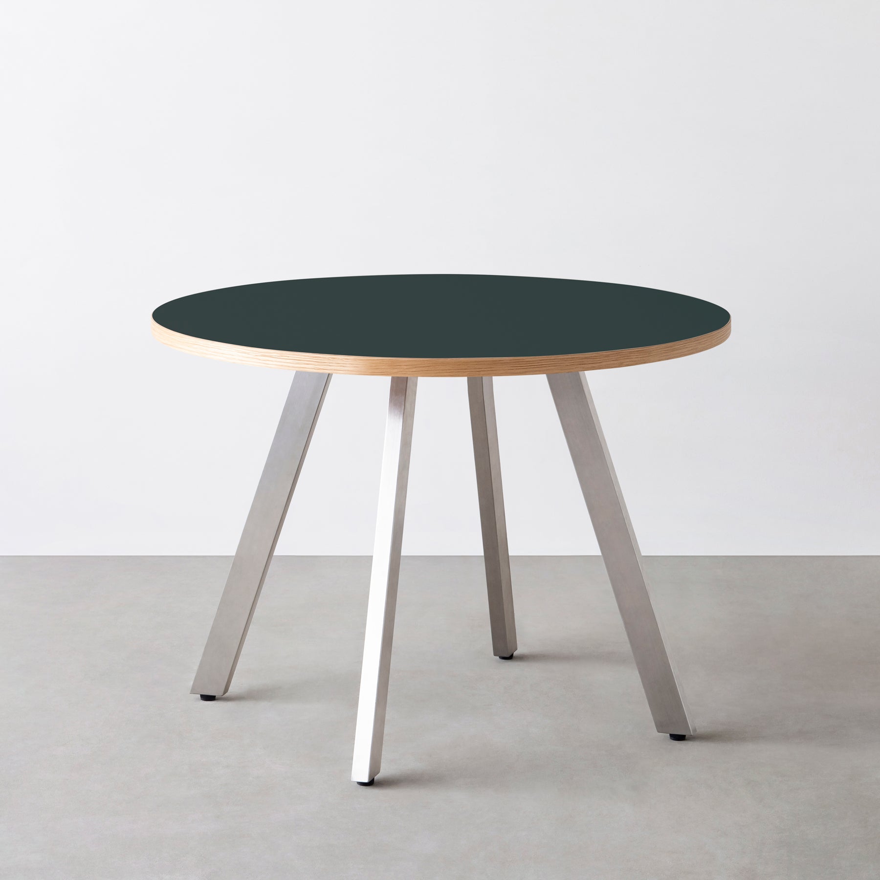 スマート造作カフェテーブル / リノリウム 全32色　ステンレススチール脚 4本脚 × ラウンド φ81 - 100