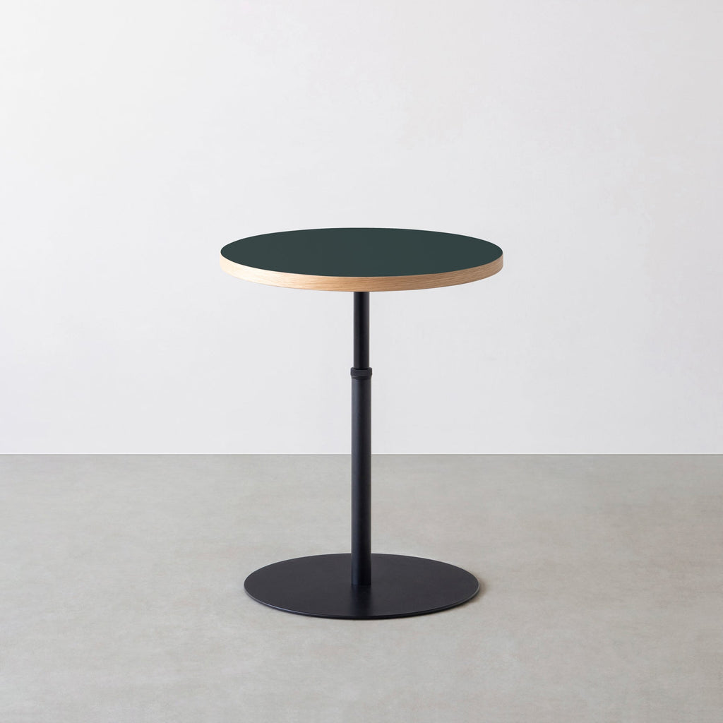 スマート造作カフェテーブル / リノリウム 全32色　黒スチール脚 1本脚 × ラウンド φ50 - 60