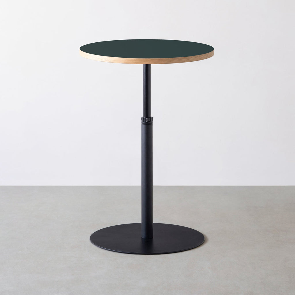 スマート造作カフェテーブル / リノリウム 全32色　黒スチール脚 1本脚 × ラウンド φ61 - 70