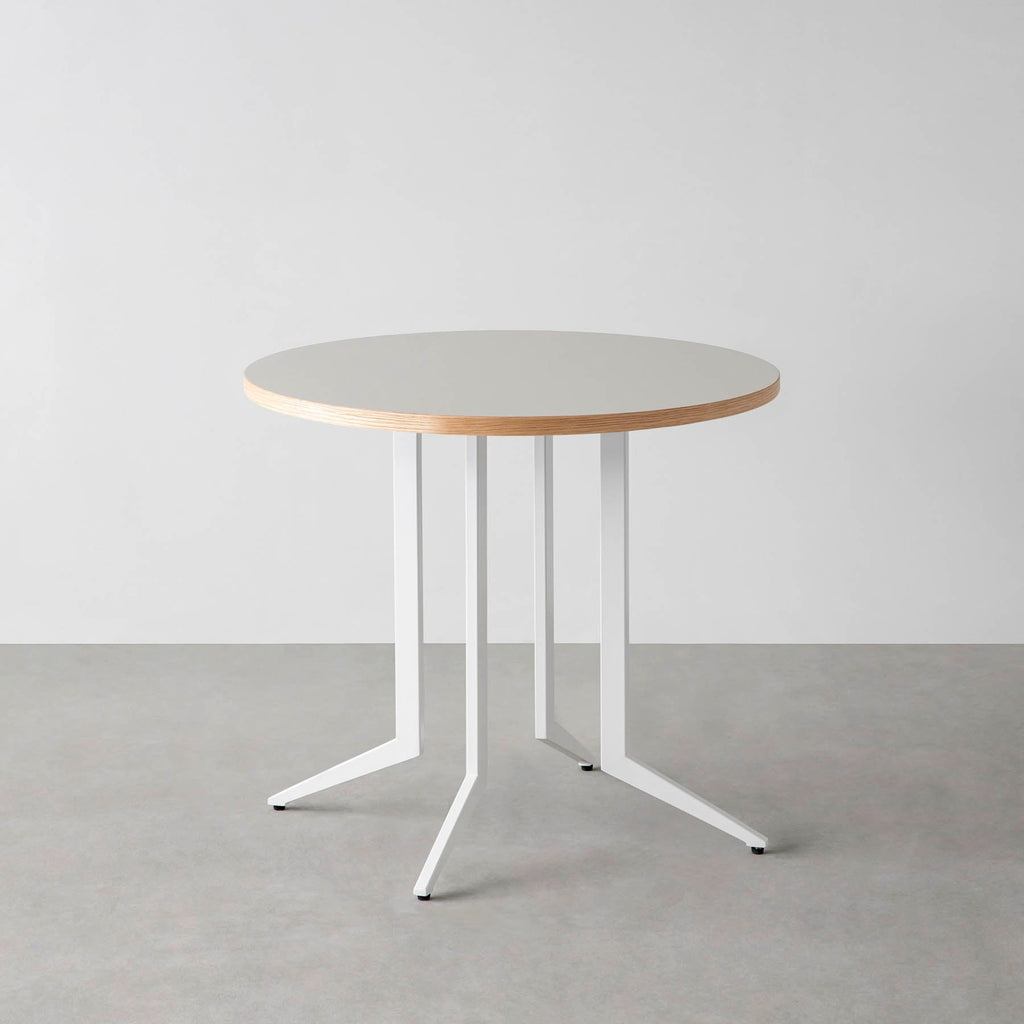 スマート造作カフェテーブル / リノリウム 全32色　白スチール脚 4本脚 × ラウンド φ61 - 80