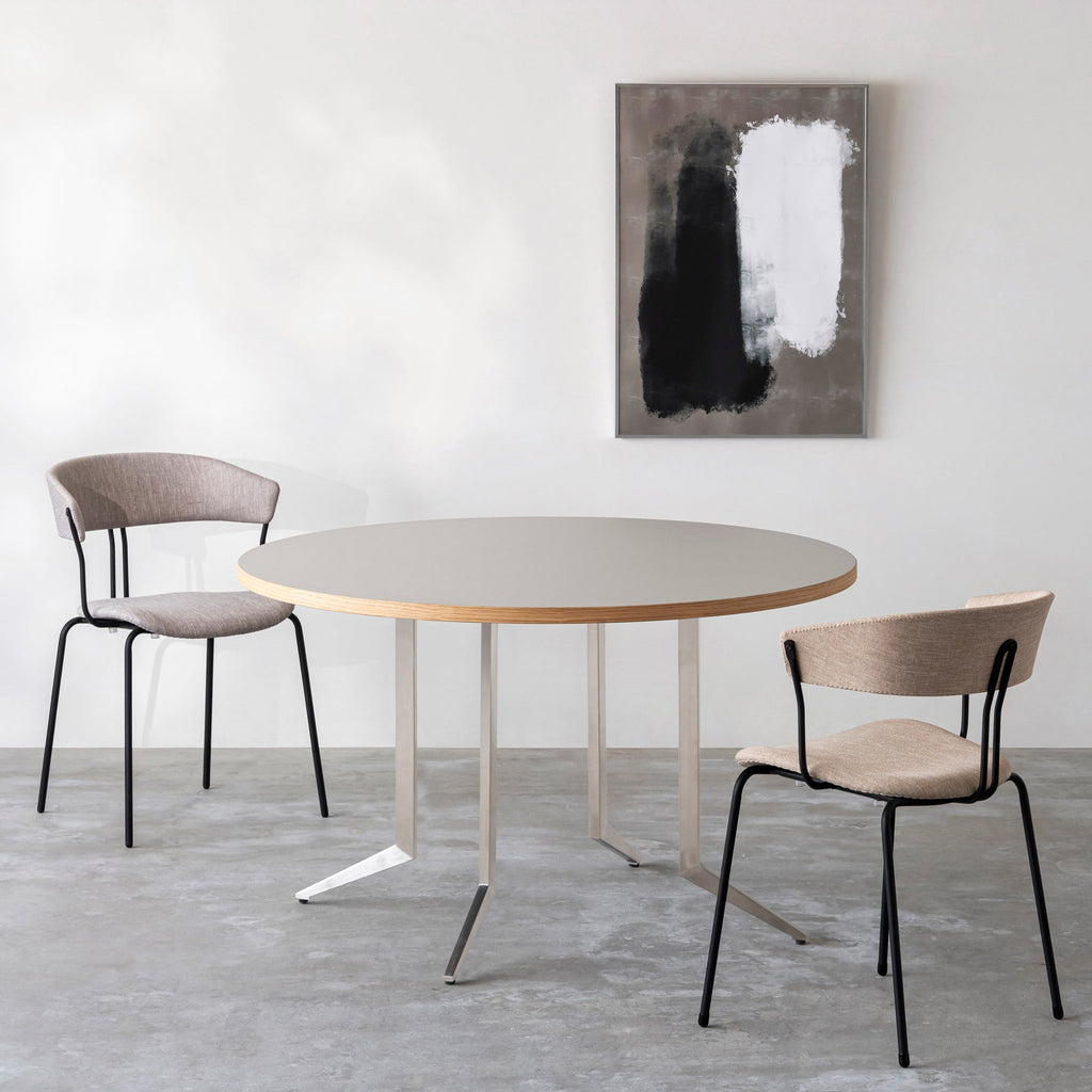THE CAFE TABLE / リノリウム 全32色　Stainless 4本脚 × ラウンド φ101 - 120