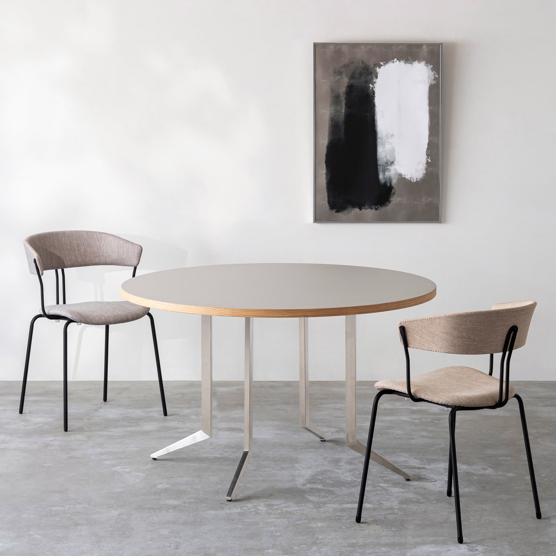 THE CAFE TABLE / リノリウム 全32色　Stainless 4本脚 × ラウンド φ101 - 120