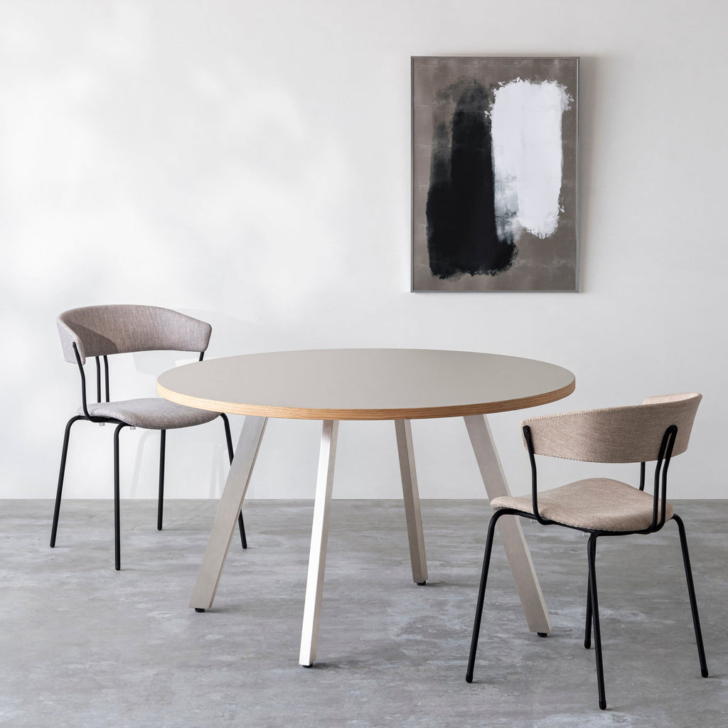 THE CAFE TABLE / リノリウム 全32色　Stainless 4本脚 × ラウンド φ101 - 120