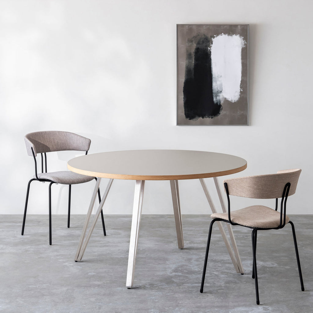 THE CAFE TABLE / リノリウム 全32色　Stainless 4本脚 × ラウンド φ101 - 120
