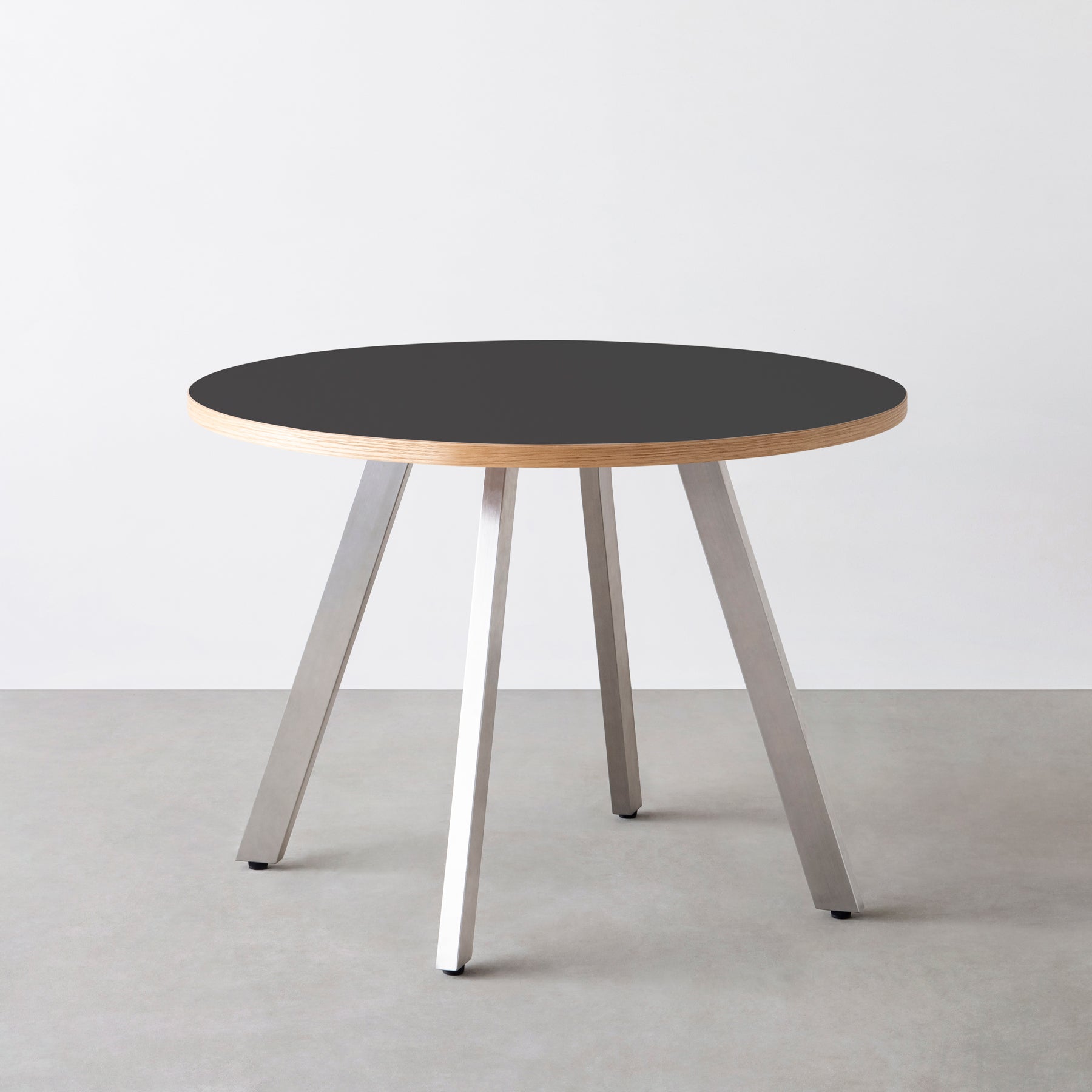 スマート造作カフェテーブル / リノリウム 全32色　ステンレススチール脚 4本脚 × ラウンド φ81 - 100