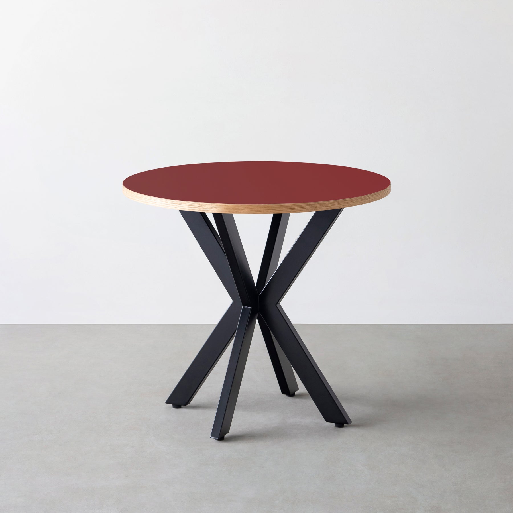 スマート造作カフェテーブル / リノリウム 全32色　黒スチール脚 カフェX × ラウンド φ71 - 80