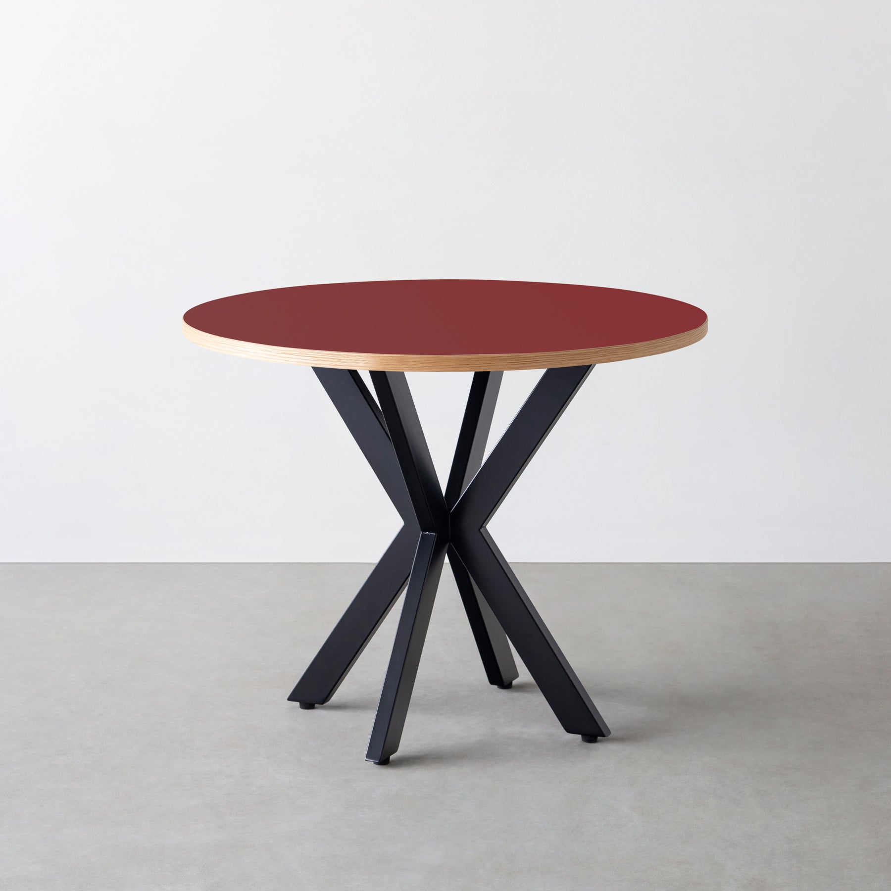 スマート造作カフェテーブル / リノリウム 全32色　黒スチール脚 カフェX × ラウンド φ81 - 90