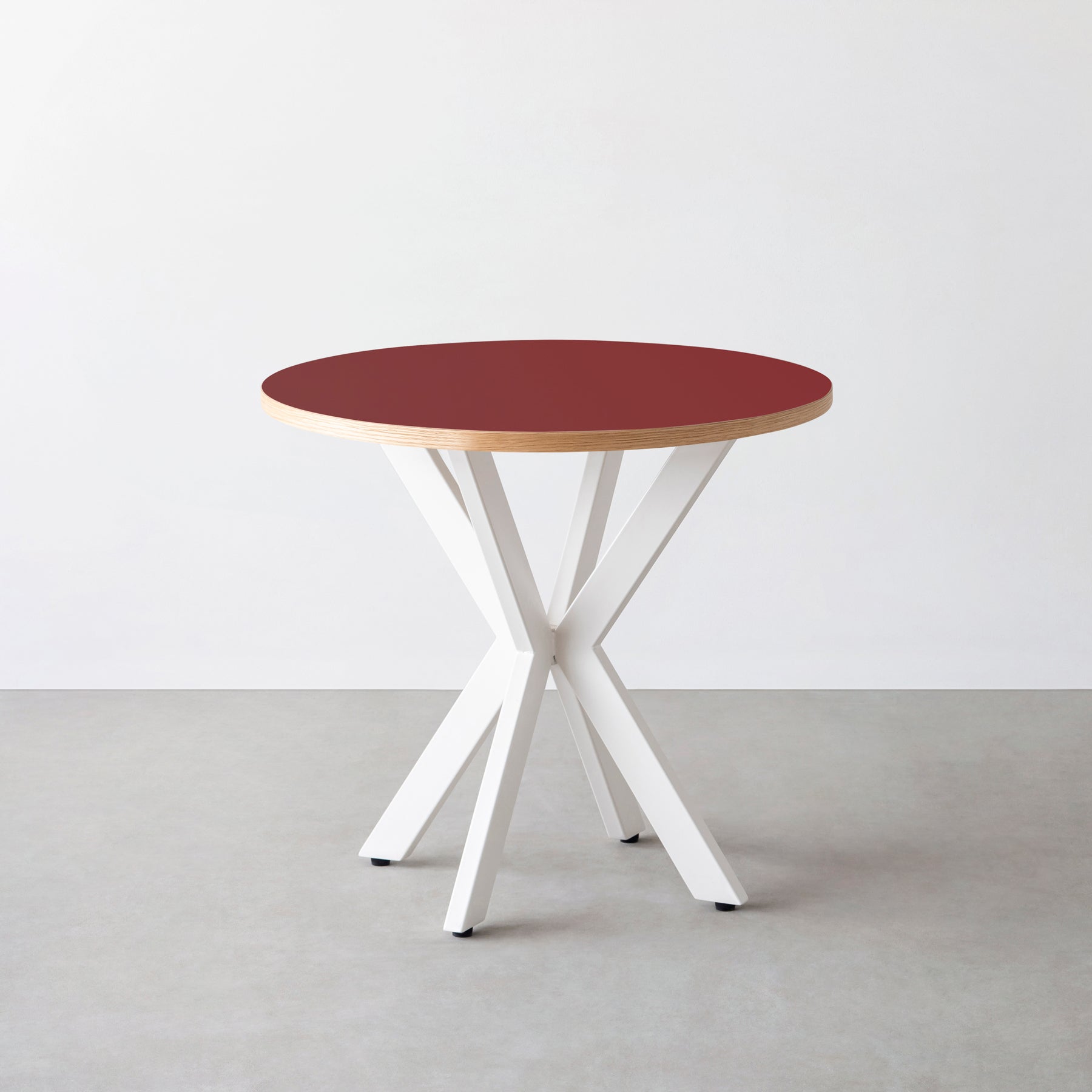 スマート造作カフェテーブル / リノリウム 全32色　白スチール脚 カフェX × ラウンド φ71 - 80